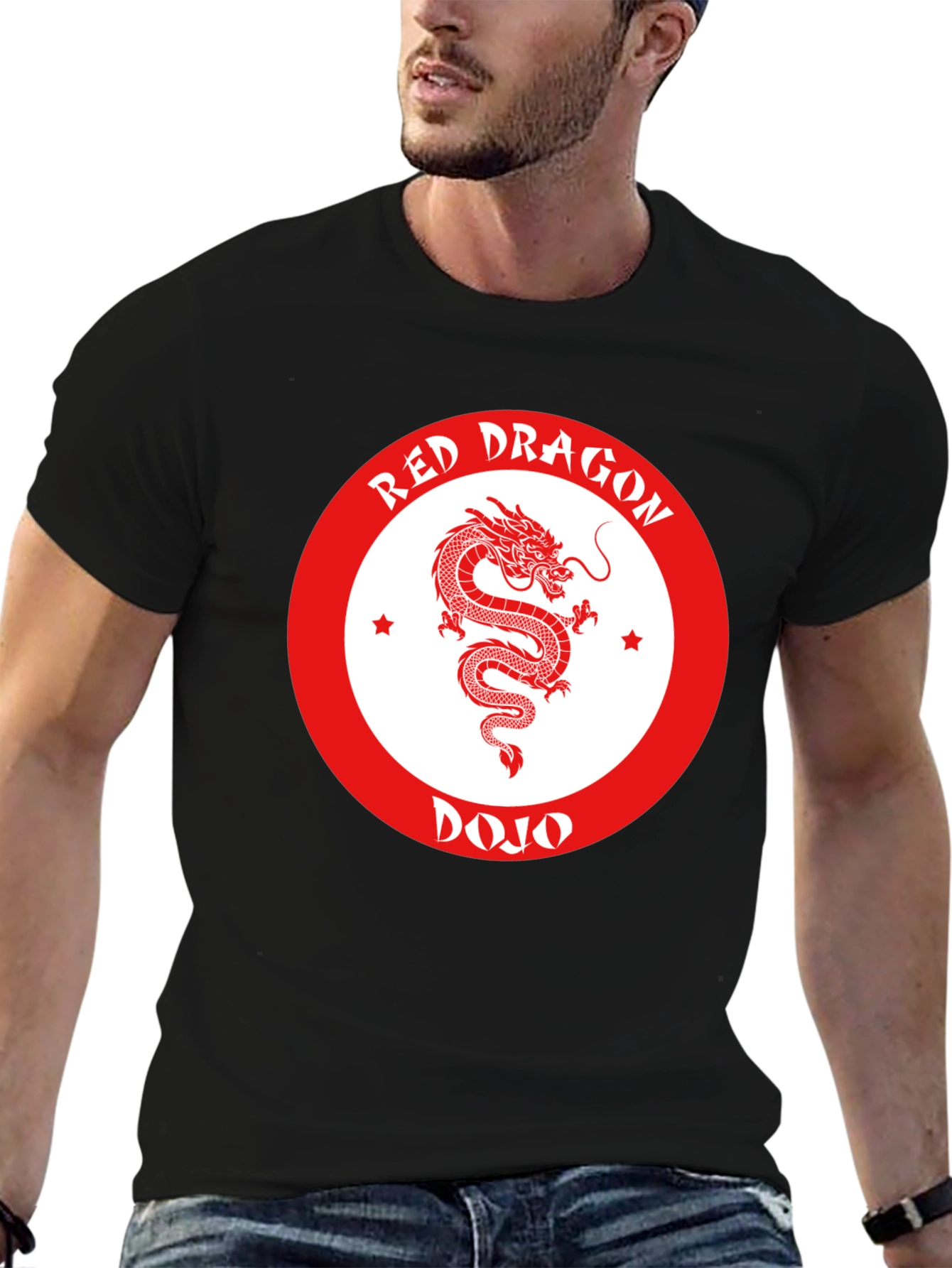 Red Dragon Dojo Black T-Shirt Martial Arts Graphic Tee