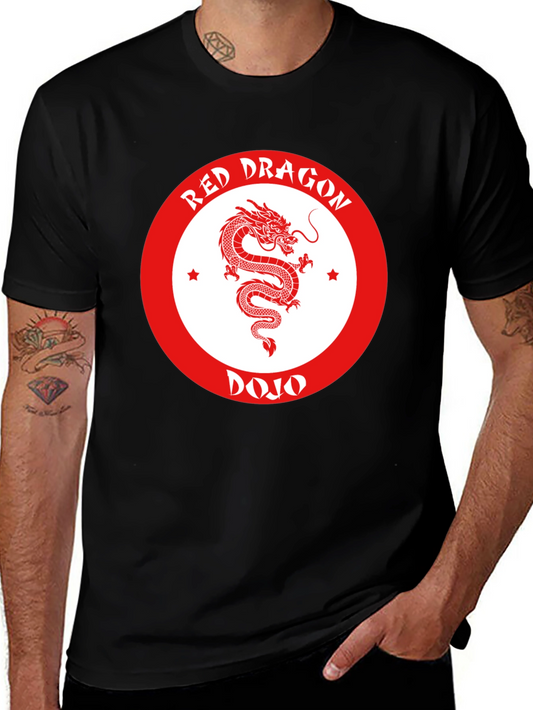 Red Dragon Dojo Black T-Shirt Martial Arts Graphic Tee