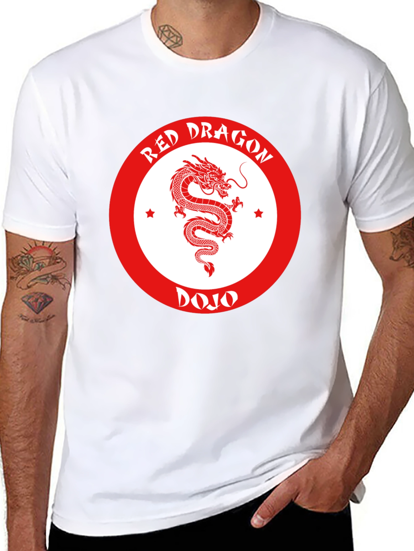Red Dragon Dojo Black T-Shirt Martial Arts Graphic Tee