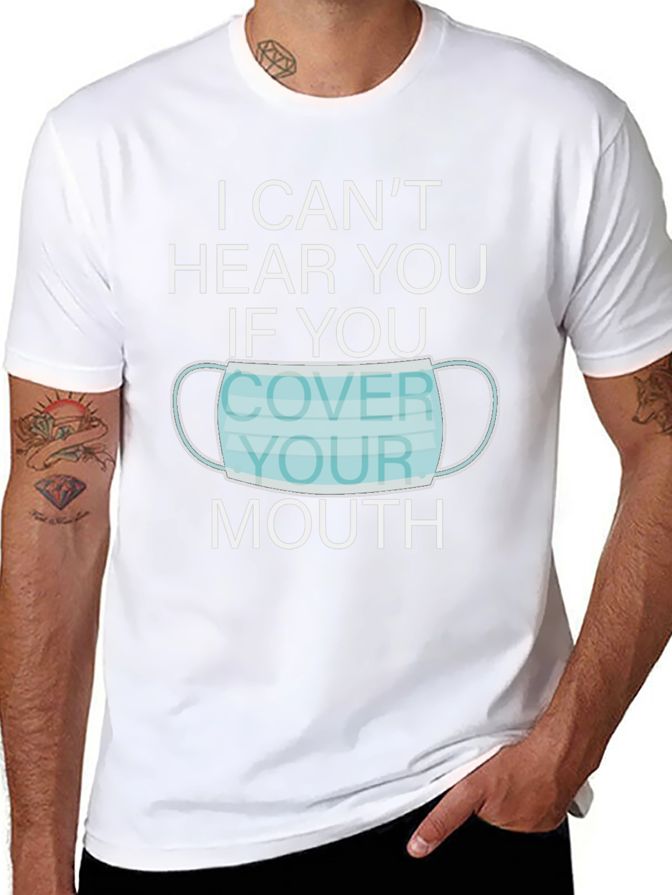 I Cant Hear You Face Mask Graphic T-Shirt
