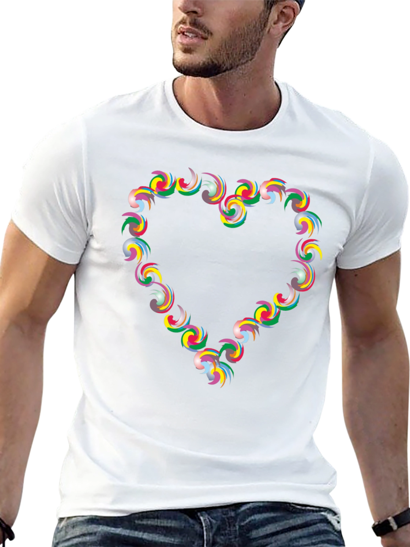 Heart Swirl Graphic Black T-Shirt