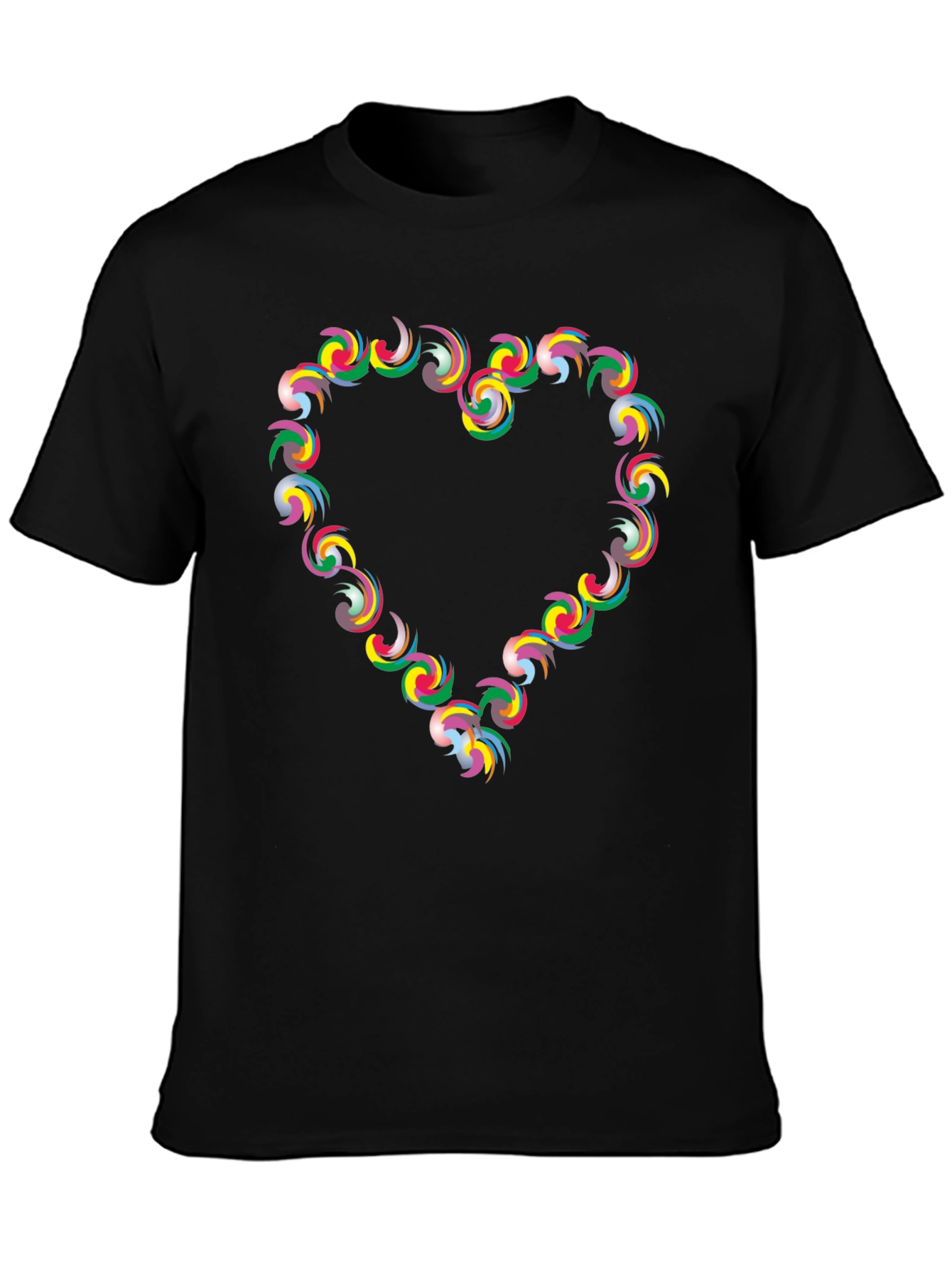 Heart Swirl Graphic Black T-Shirt