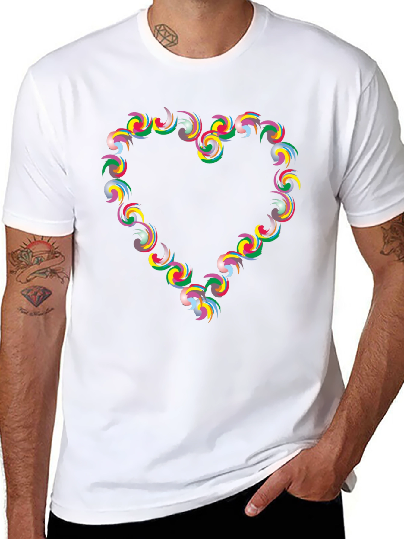 Heart Swirl Graphic Black T-Shirt