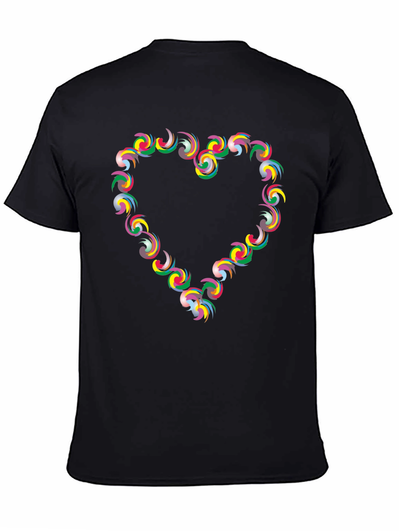 Heart Swirl Graphic Black T-Shirt
