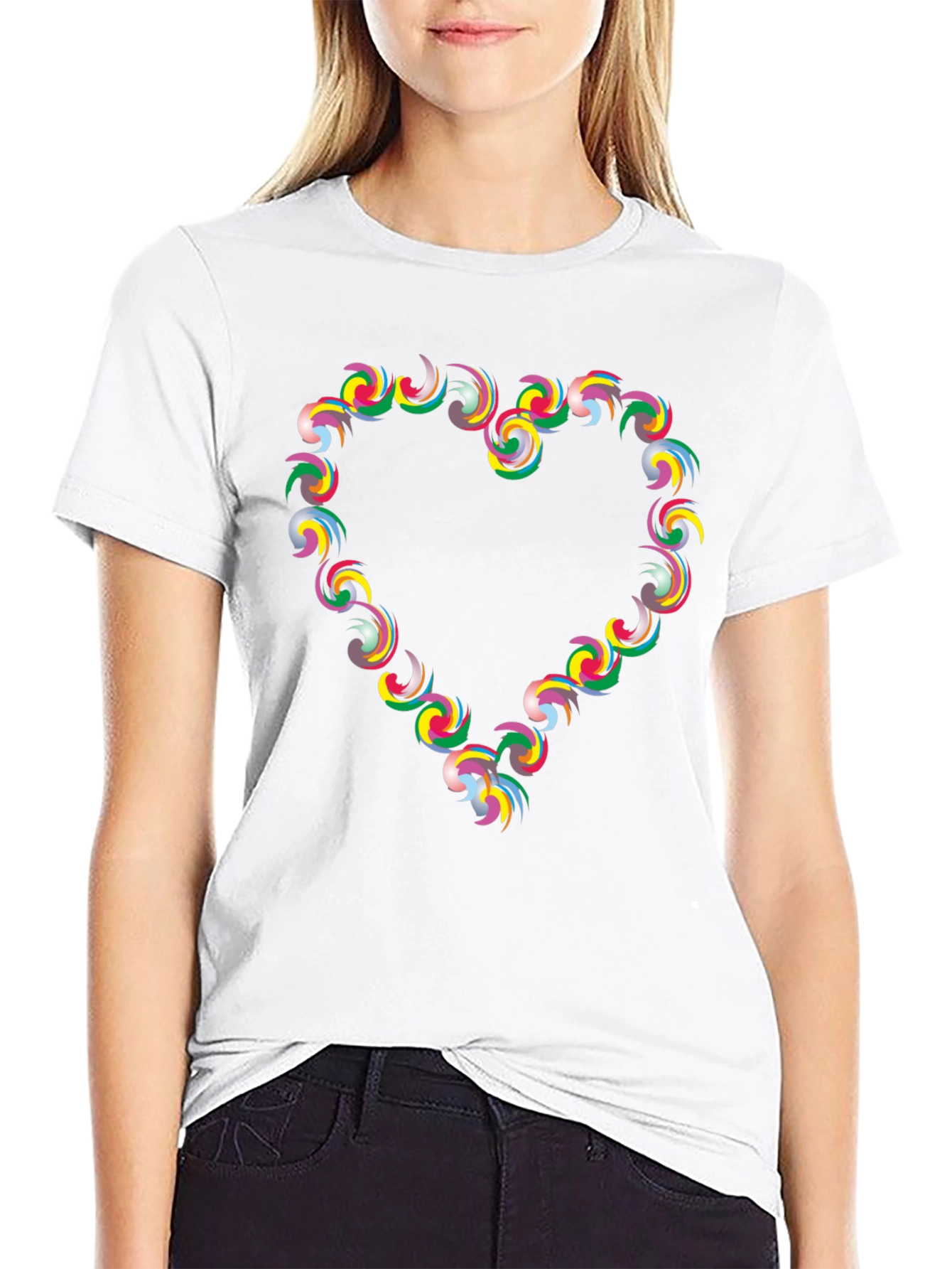 Heart Swirl Graphic Black T-Shirt