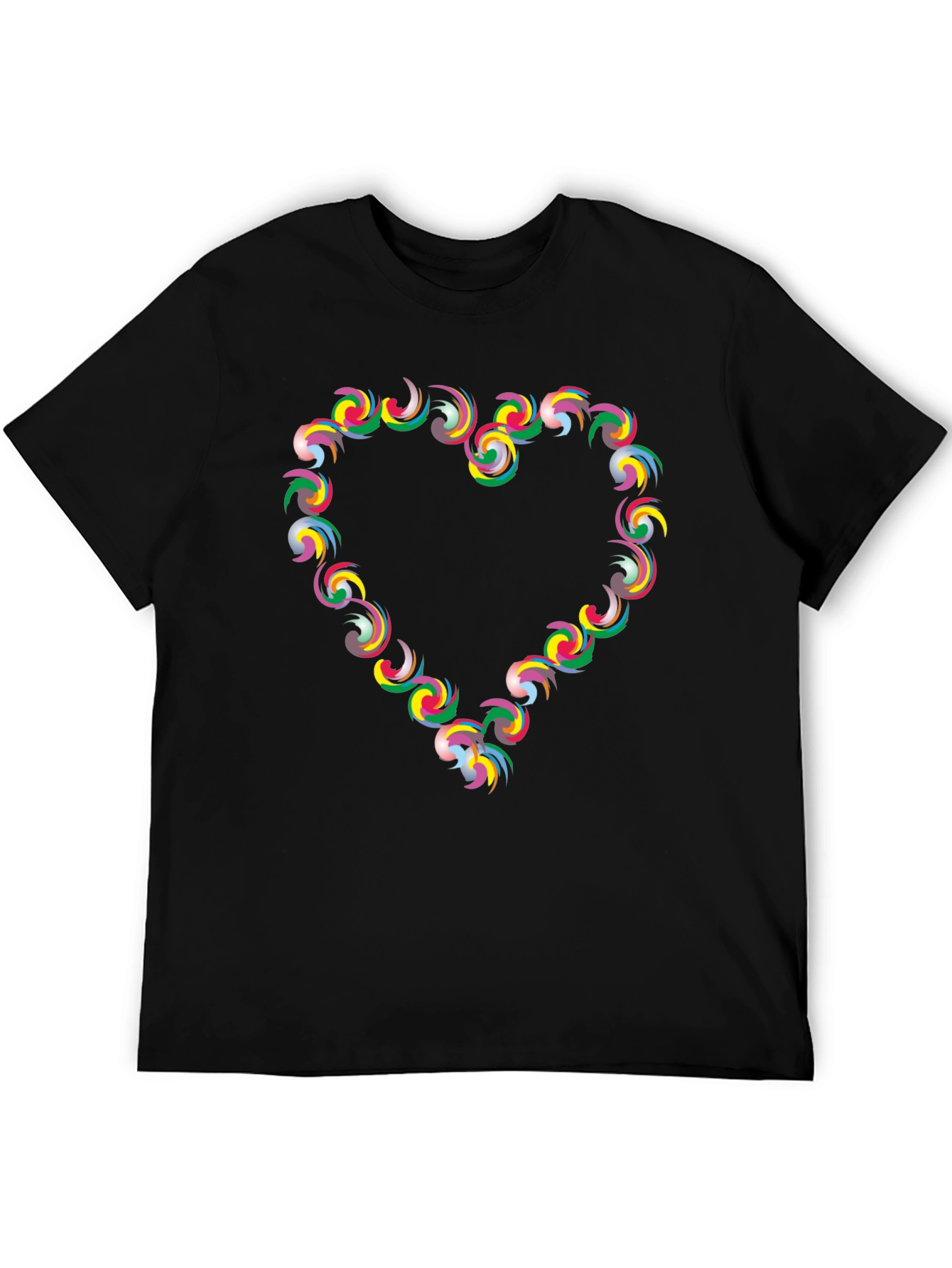 Heart Swirl Graphic Black T-Shirt
