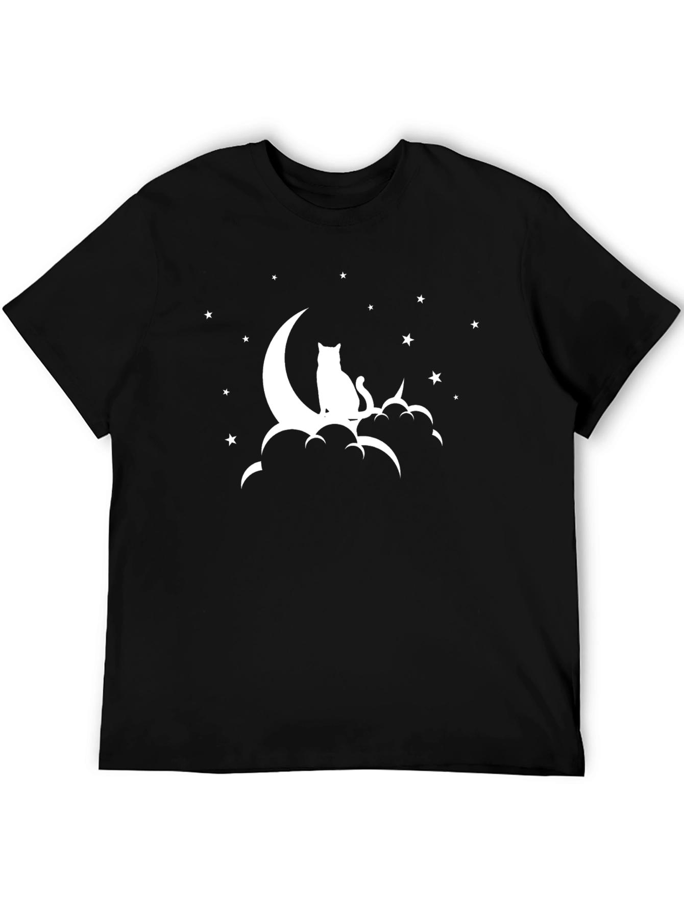 Celestial Cat T-Shirt - Moon and Stars Design
