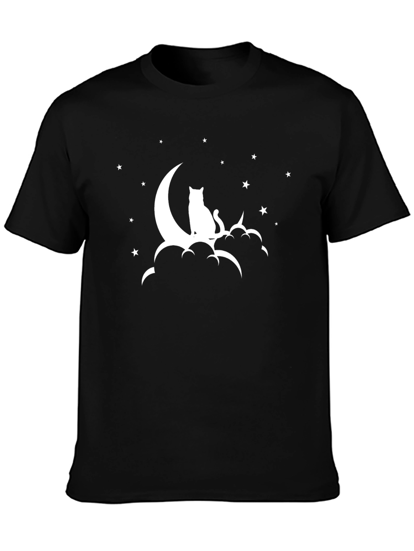 Celestial Cat T-Shirt - Moon and Stars Design