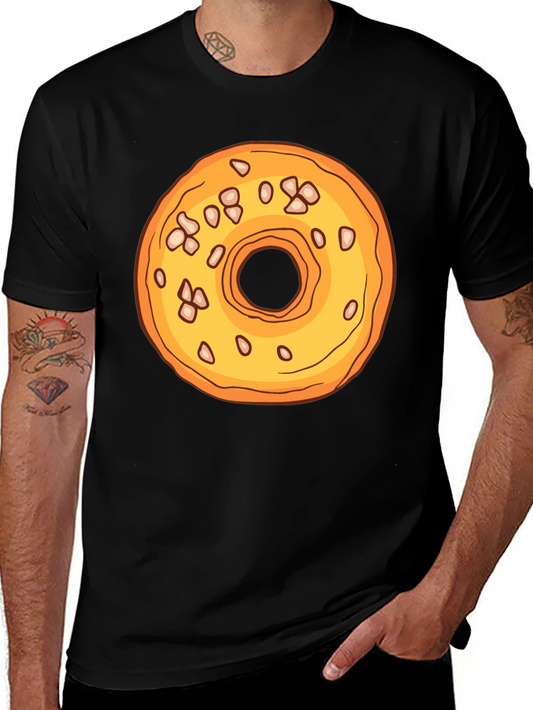 Donut Graphic T-Shirt - Black Cotton Casual Tee