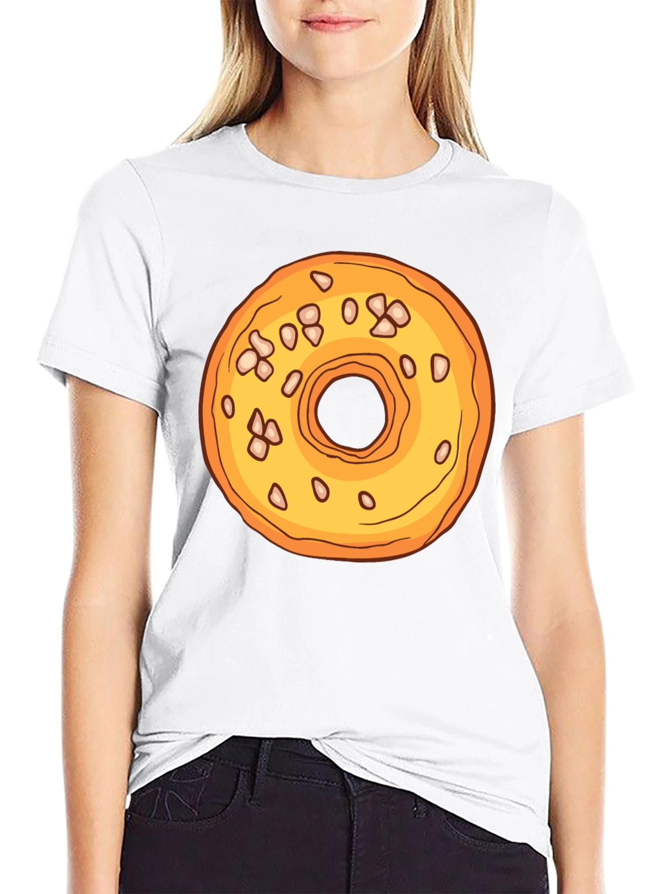 Donut Graphic T-Shirt - Black Cotton Casual Tee