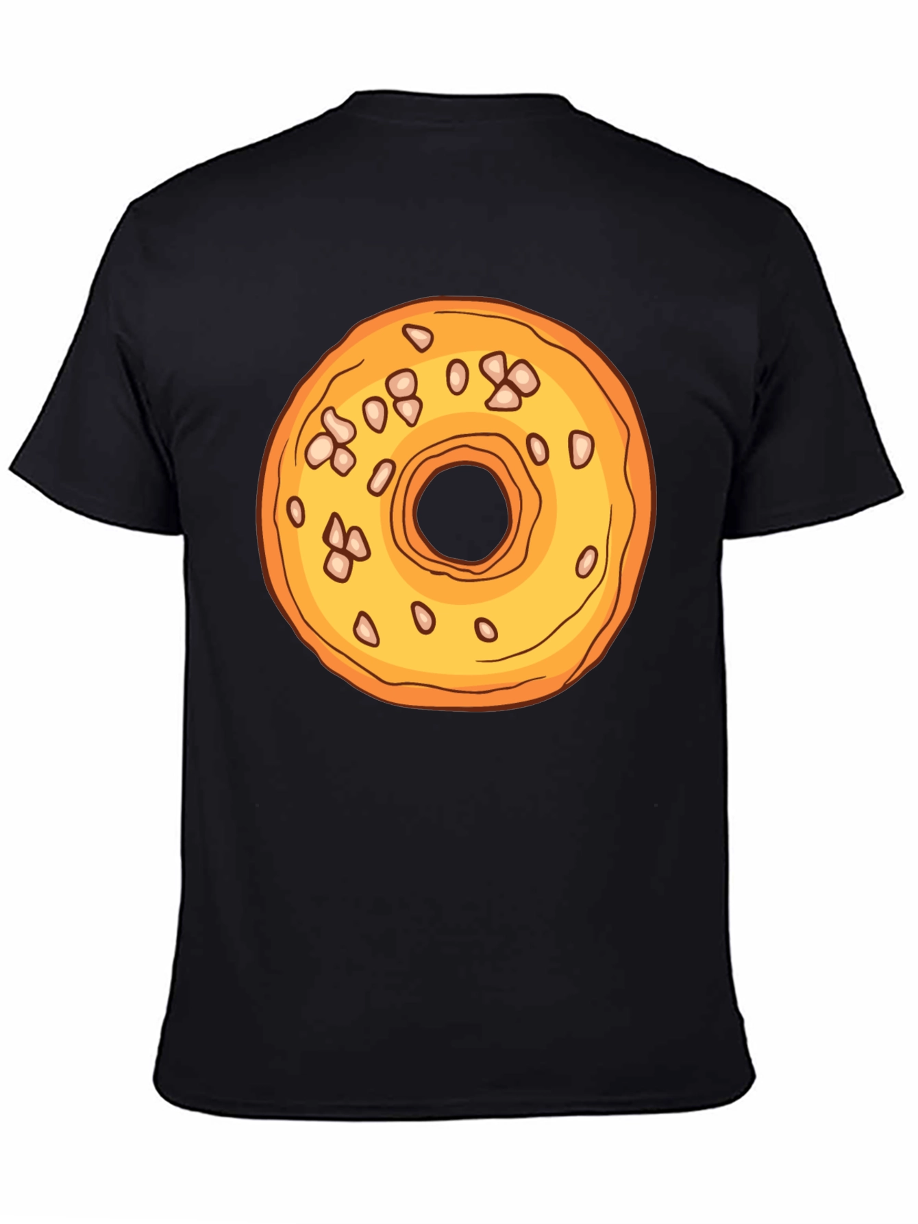 Donut Graphic T-Shirt - Black Cotton Casual Tee