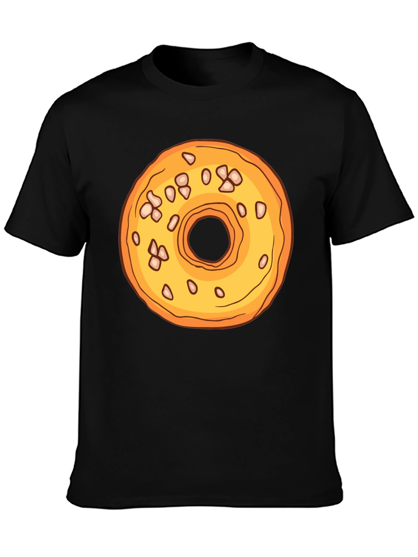 Donut Graphic T-Shirt - Black Cotton Casual Tee