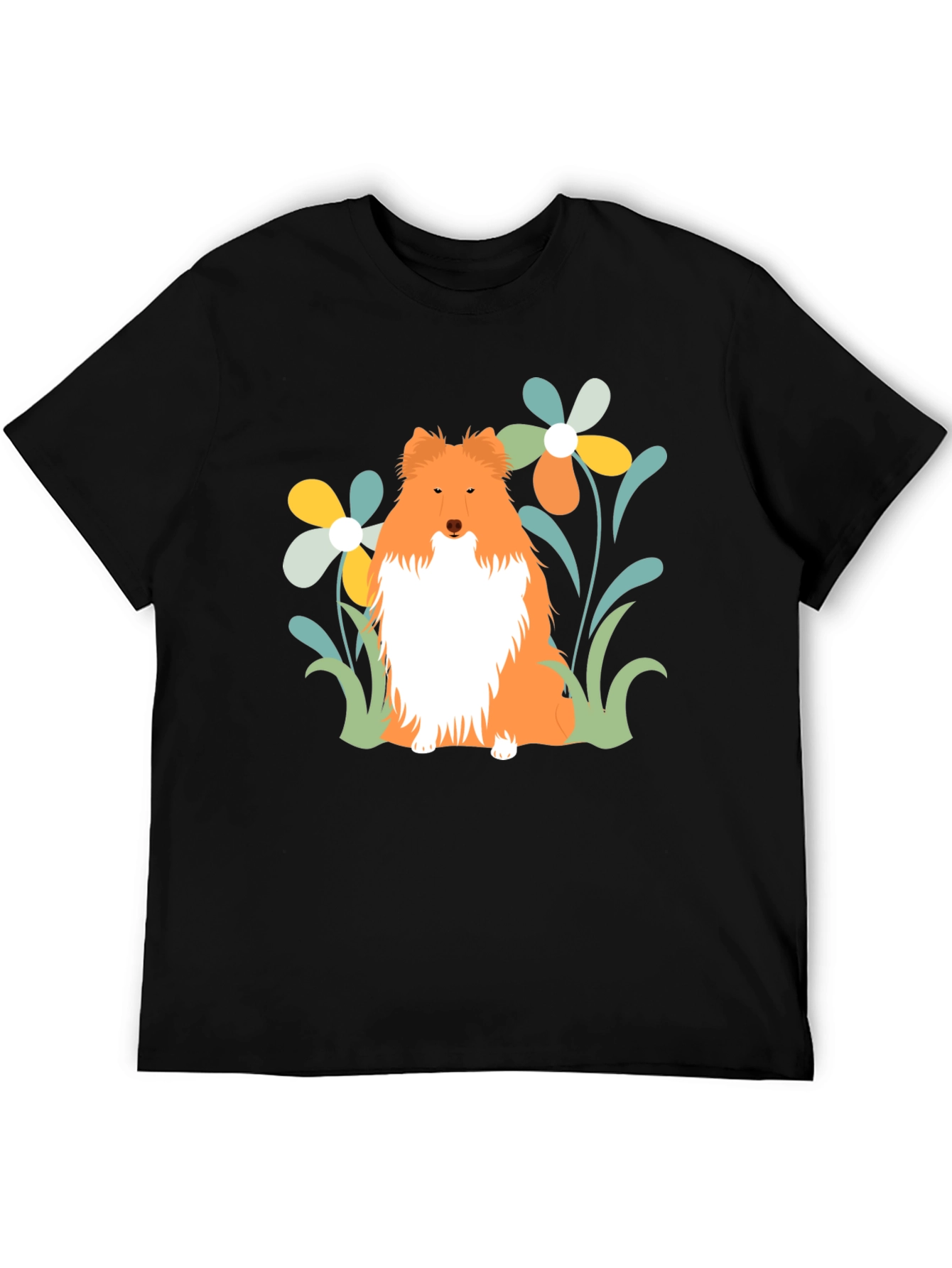 Sheltie Dog & Flowers T-Shirt - Soft Cotton Tee