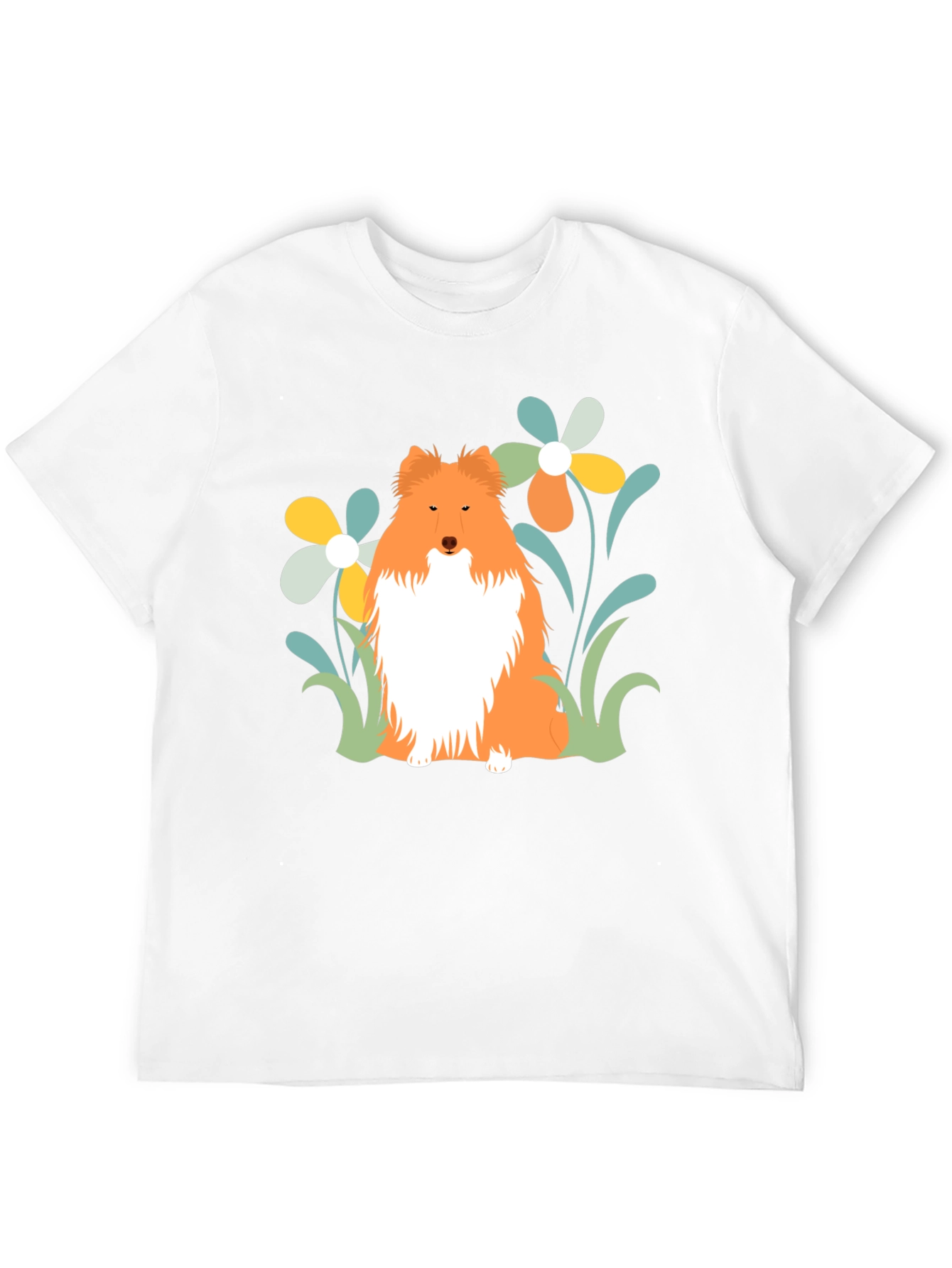 Sheltie Dog & Flowers T-Shirt - Soft Cotton Tee