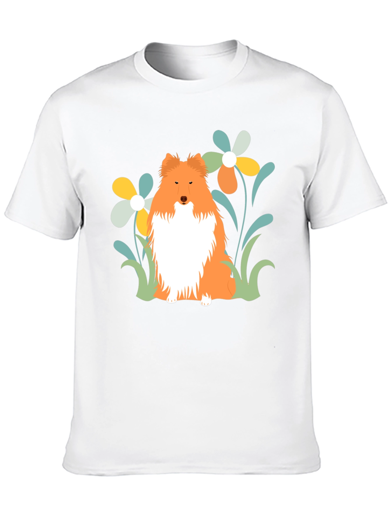 Sheltie Dog & Flowers T-Shirt - Soft Cotton Tee