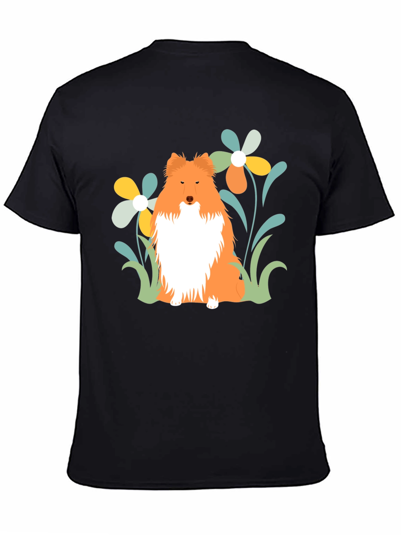 Sheltie Dog & Flowers T-Shirt - Soft Cotton Tee