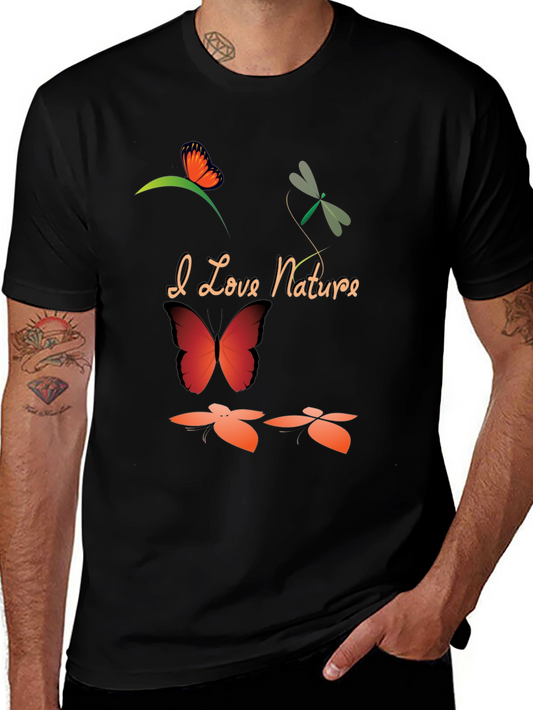 I Love Nature Black Graphic T-Shirt