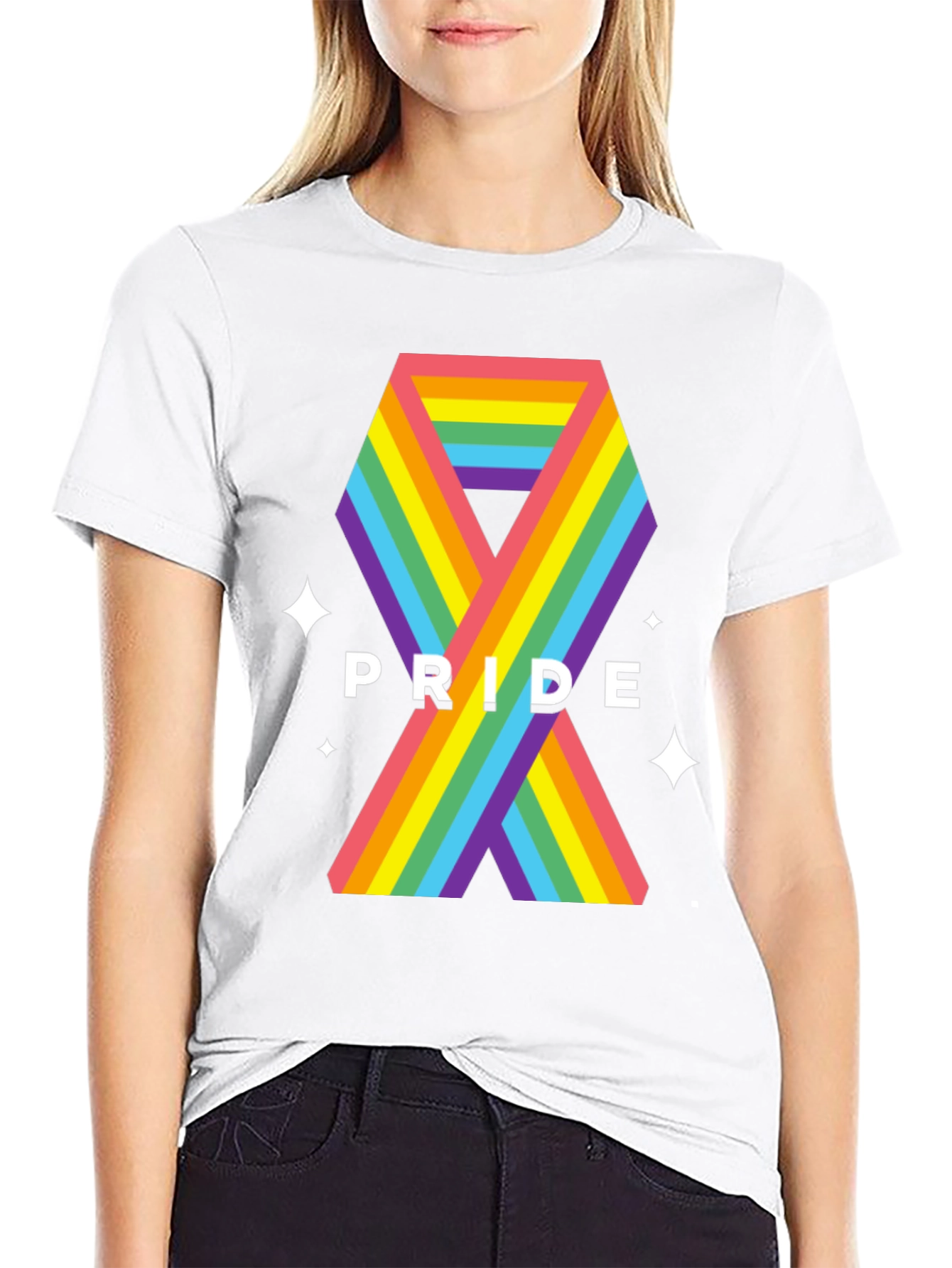 Pride Ribbon Graphic Tee - Black