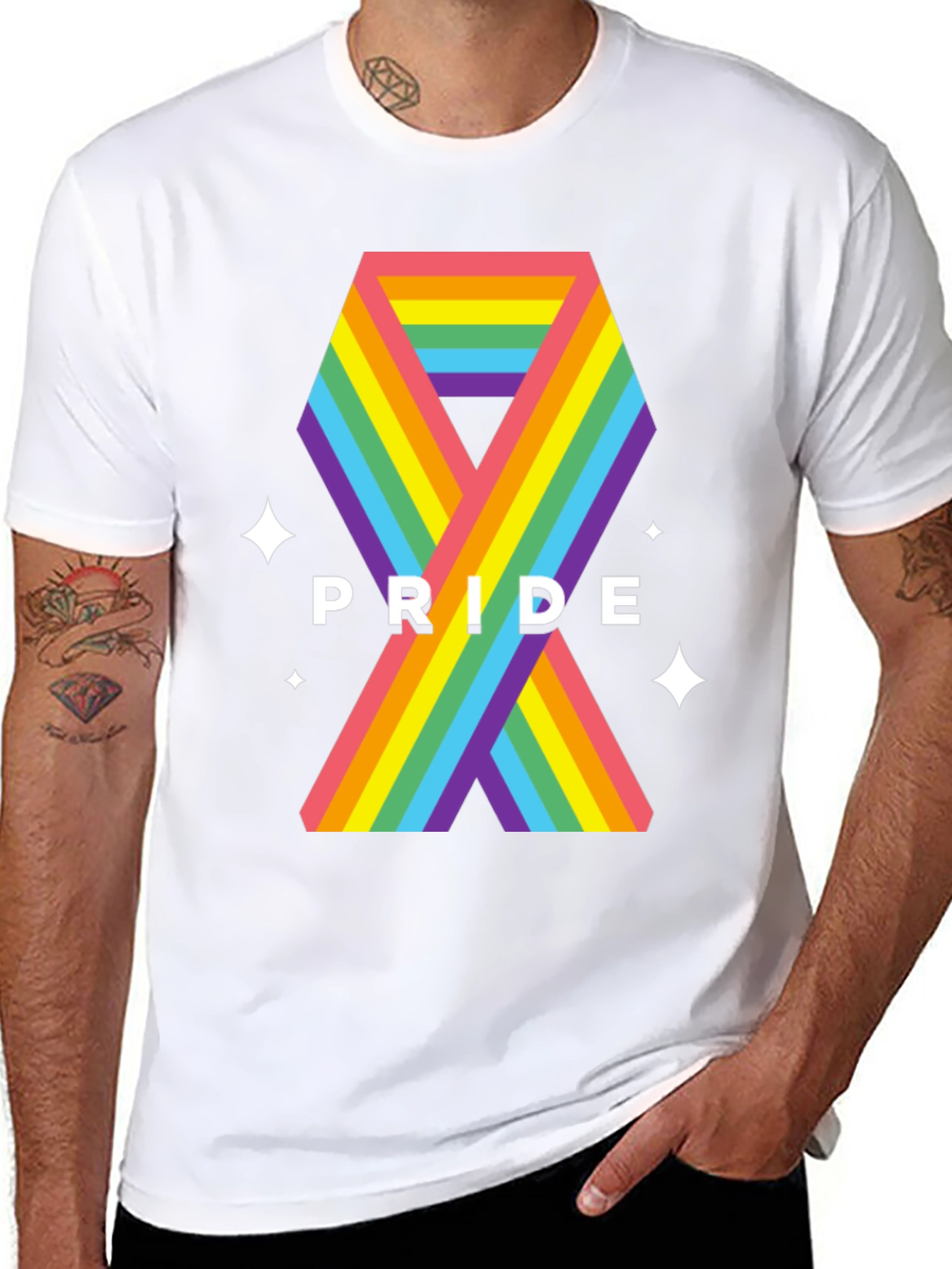 Pride Ribbon Graphic Tee - Black