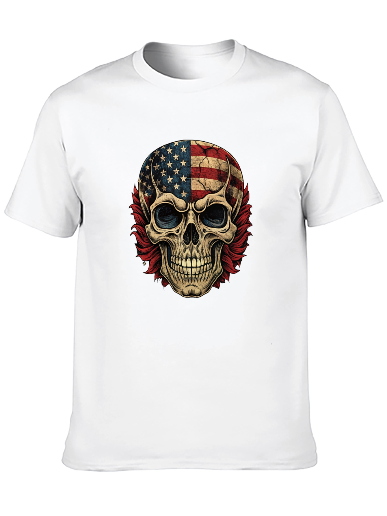 American Flag Skull Graphic Print Tee