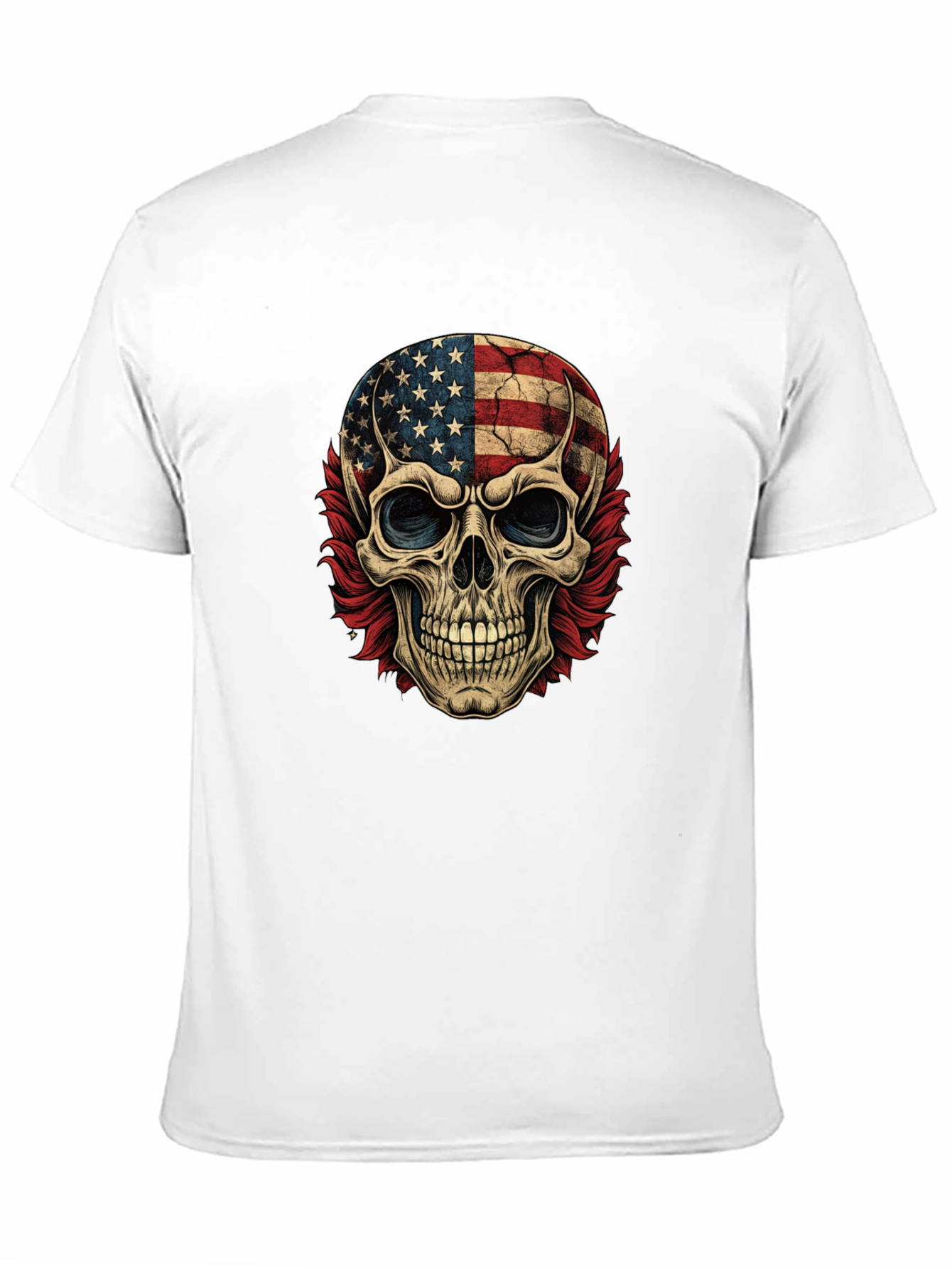 American Flag Skull Graphic Print Tee