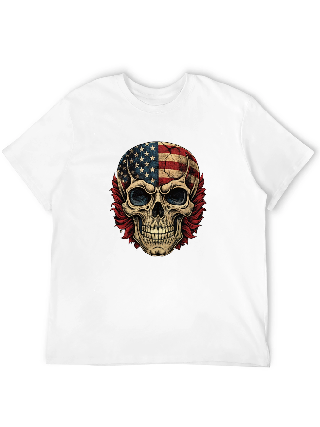 American Flag Skull Graphic Print Tee