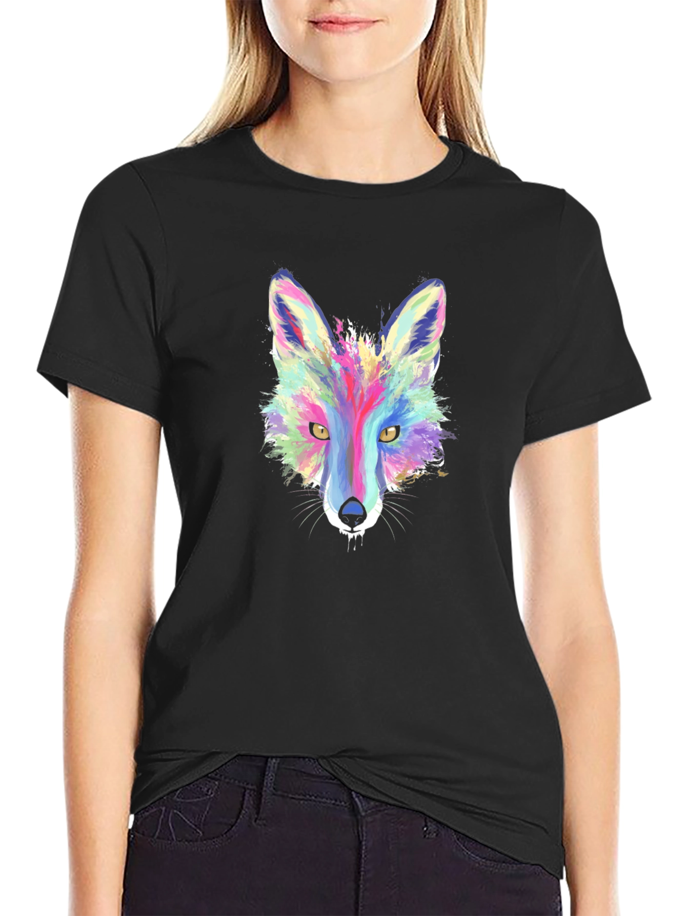 Vibrant Fox Graphic Tee - Stylish Mens T-Shirt
