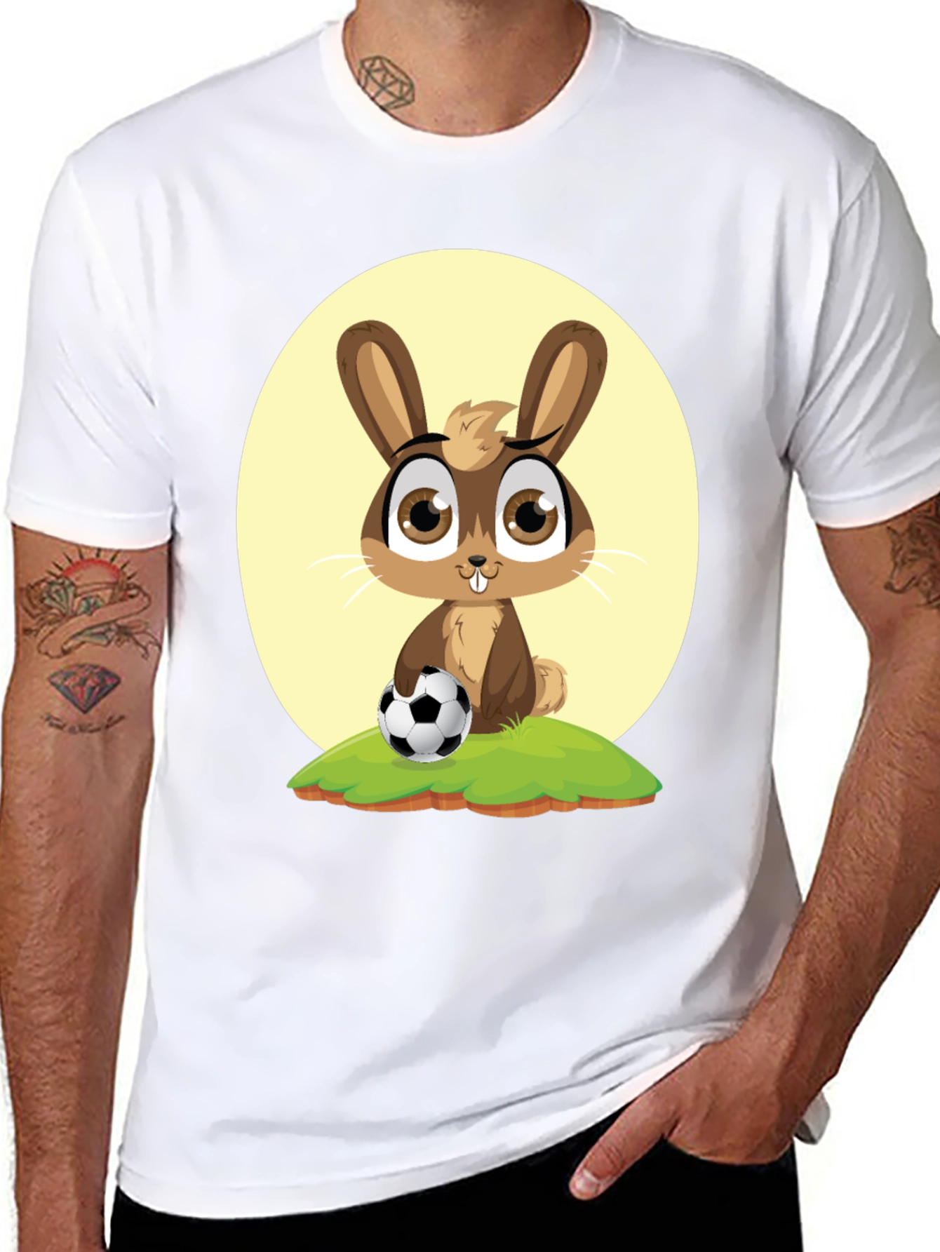 Cute Cartoon Rabbit Soccer T-Shirt
