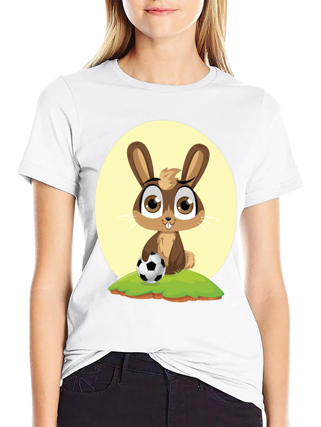Cute Cartoon Rabbit Soccer T-Shirt