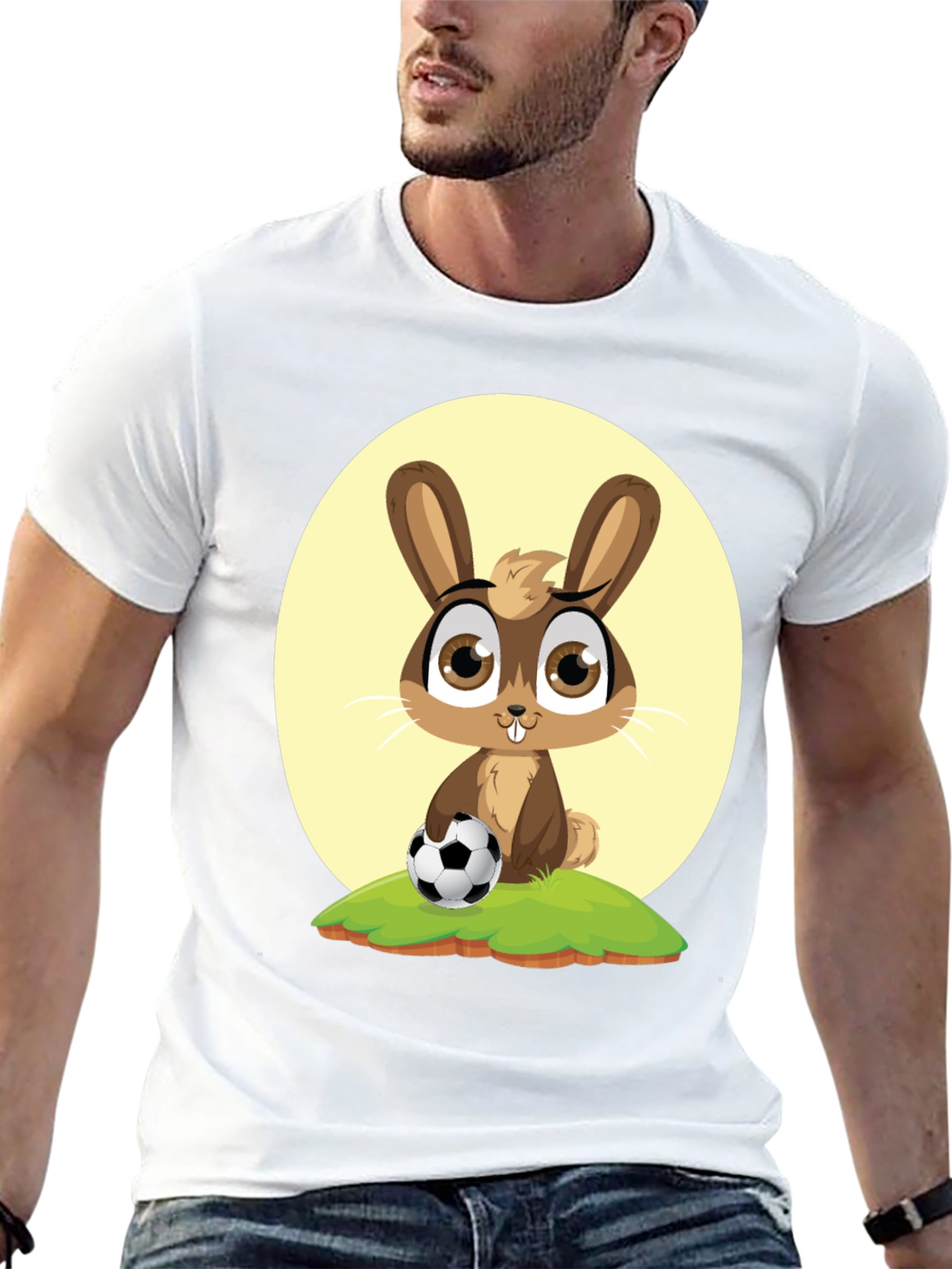 Cute Cartoon Rabbit Soccer T-Shirt