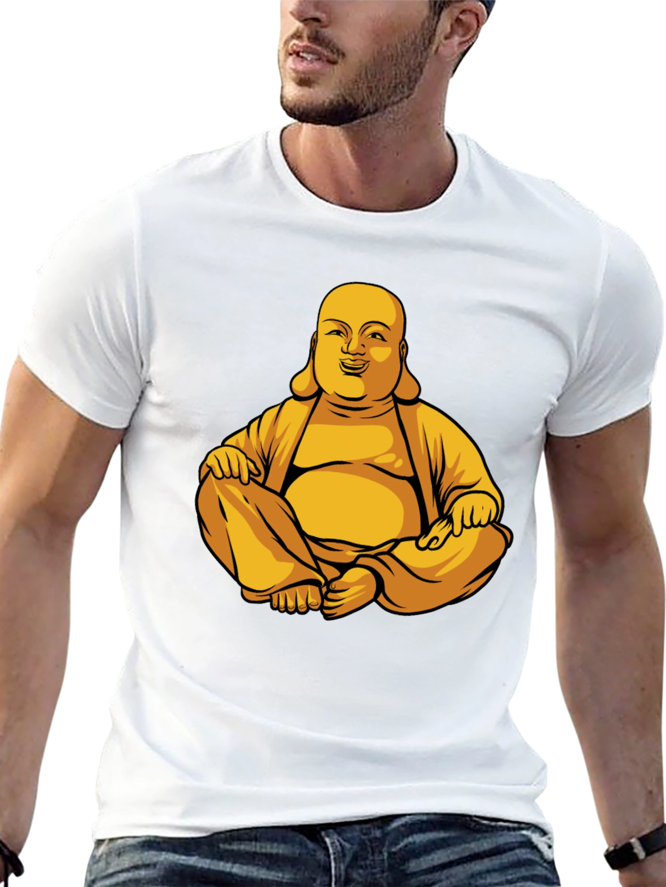 Buddha Graphic Print T-Shirt - Meditating Design