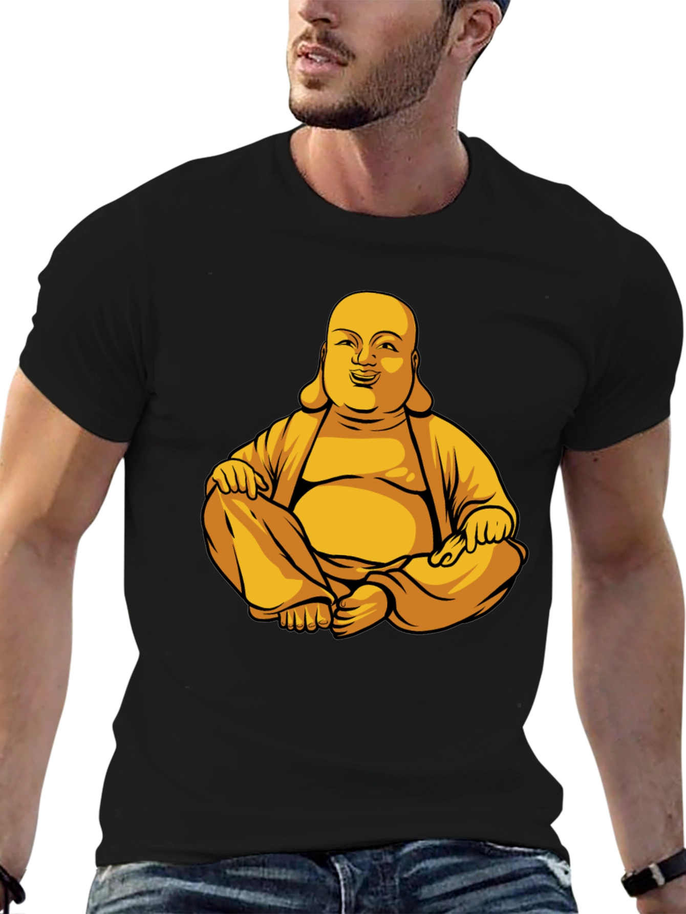 Buddha Graphic Print T-Shirt - Meditating Design