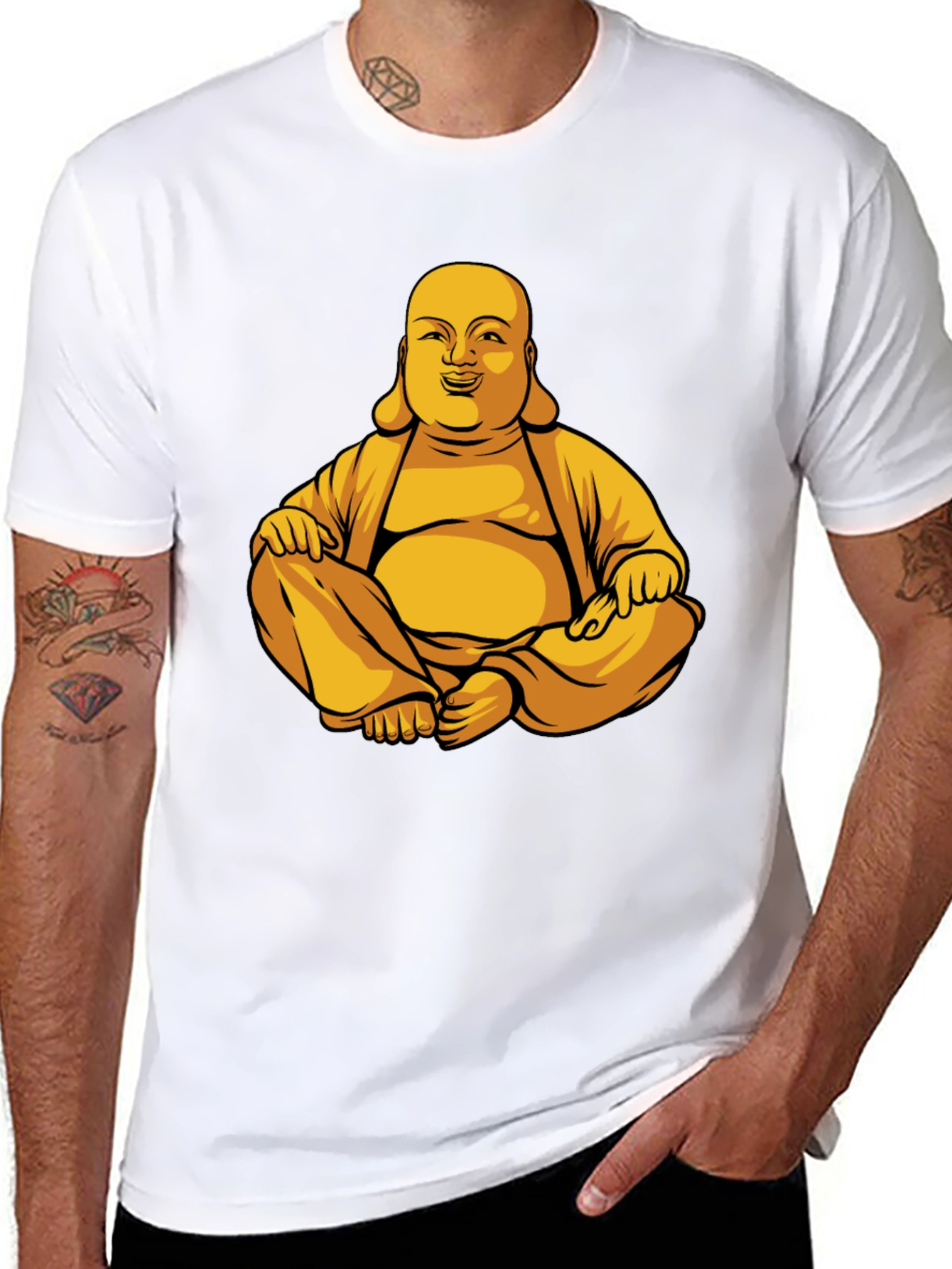 Buddha Graphic Print T-Shirt - Meditating Design
