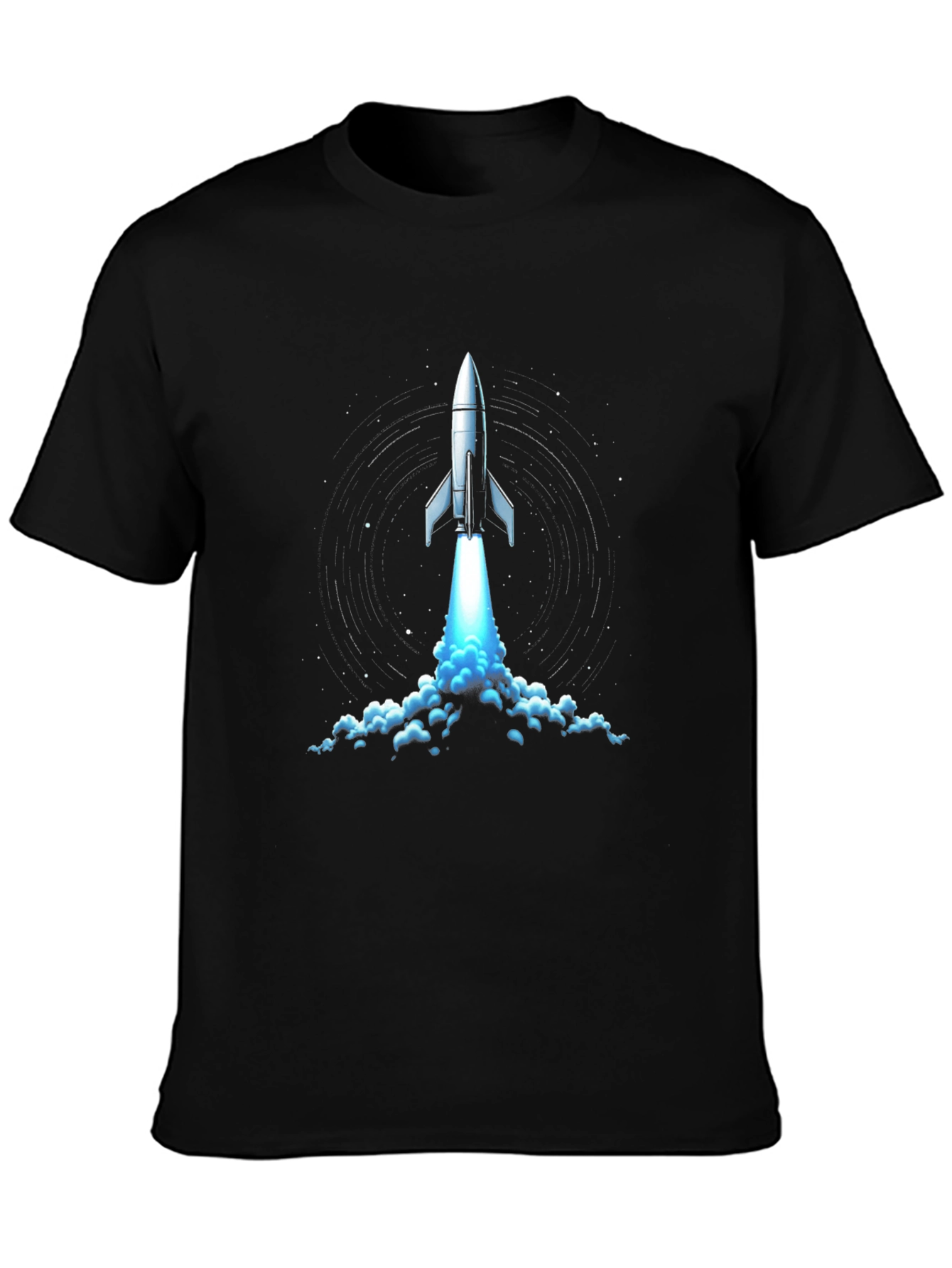 Rocket Launch Graphic Tee - Black Cotton Comfort