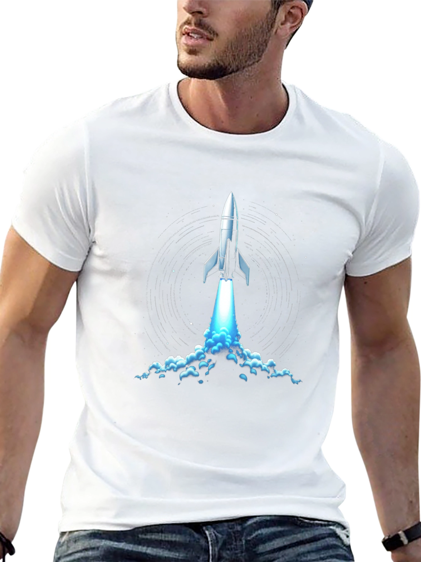 Rocket Launch Graphic Tee - Black Cotton Comfort