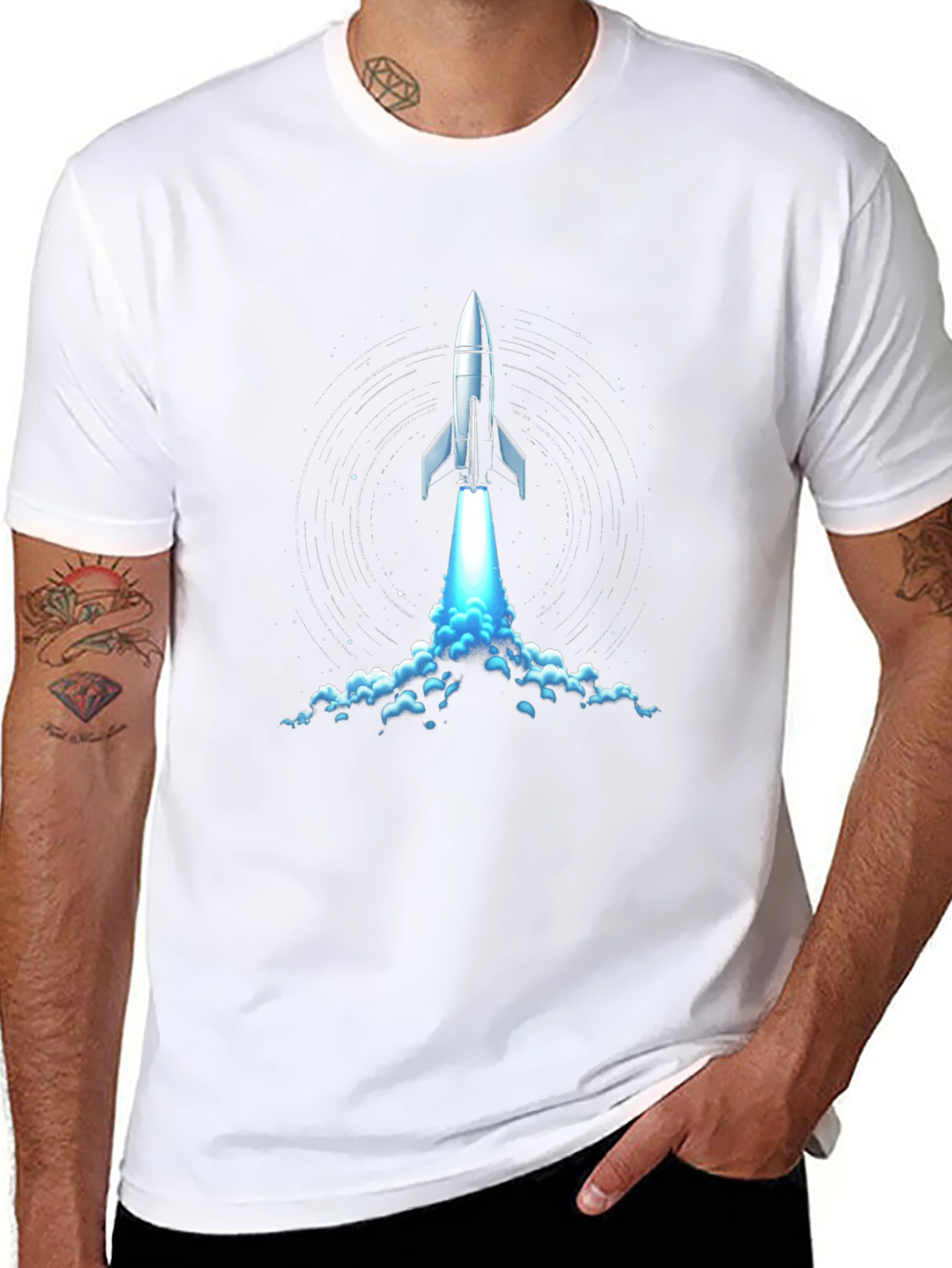 Rocket Launch Graphic Tee - Black Cotton Comfort
