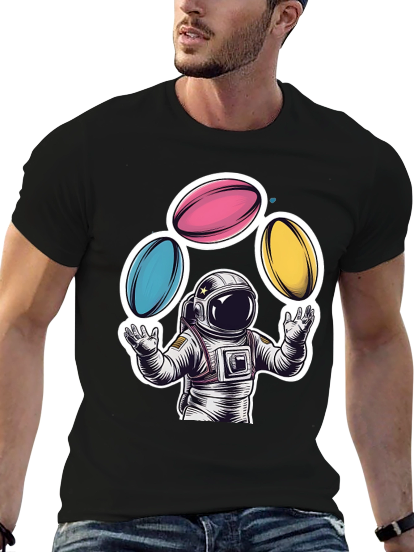 Astronaut Juggling Planets Graphic Tee