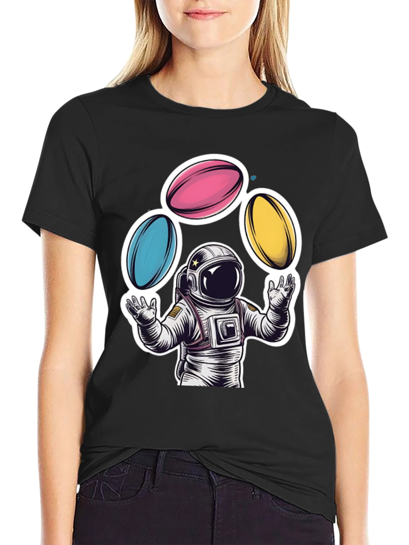 Astronaut Juggling Planets Graphic Tee