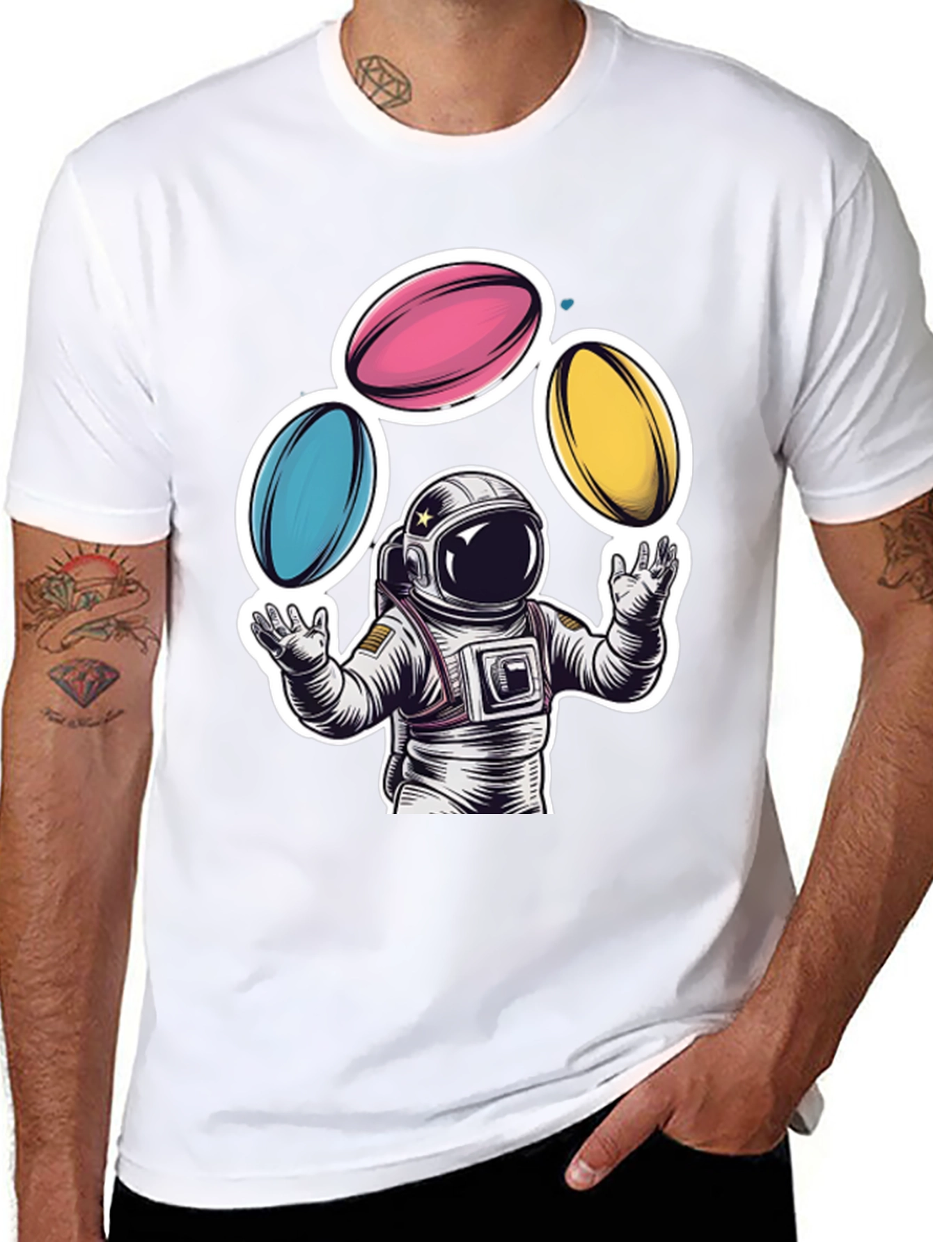 Astronaut Juggling Planets Graphic Tee