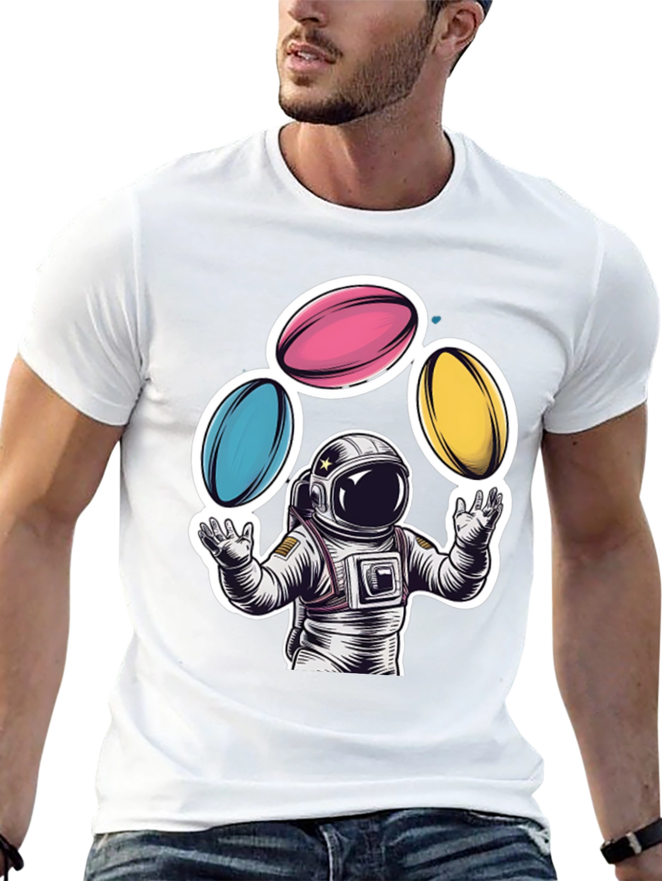 Astronaut Juggling Planets Graphic Tee