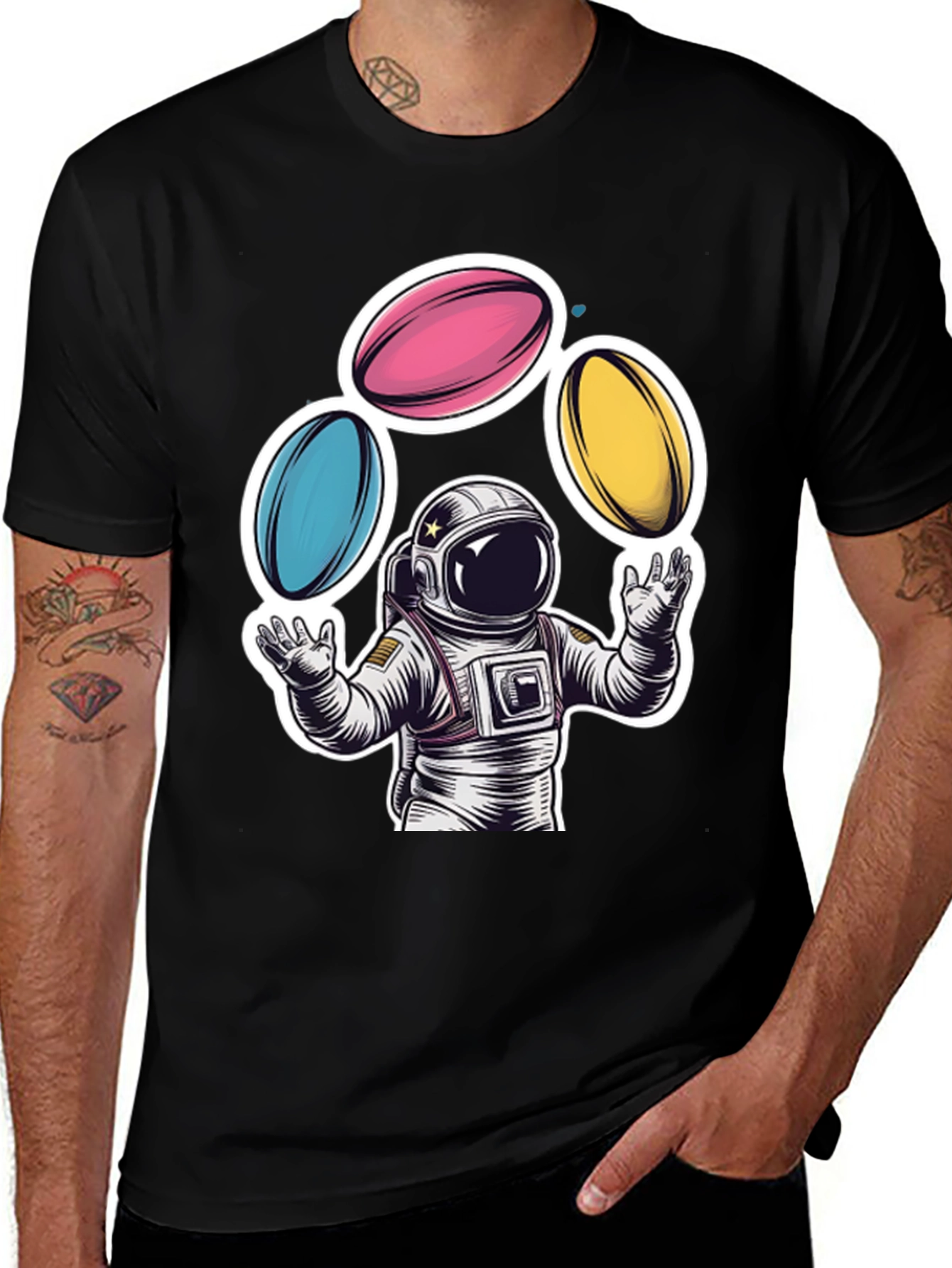 Astronaut Juggling Planets Graphic Tee