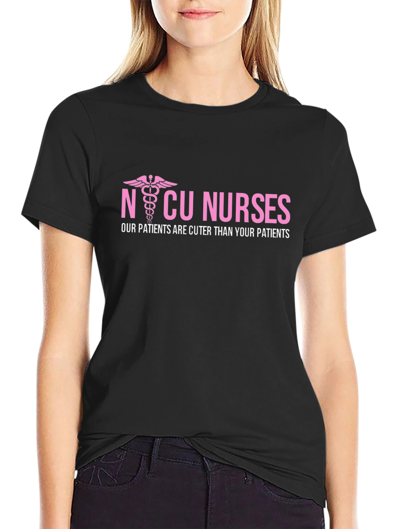 NICU Nurses: Cuter Patients Black Tee