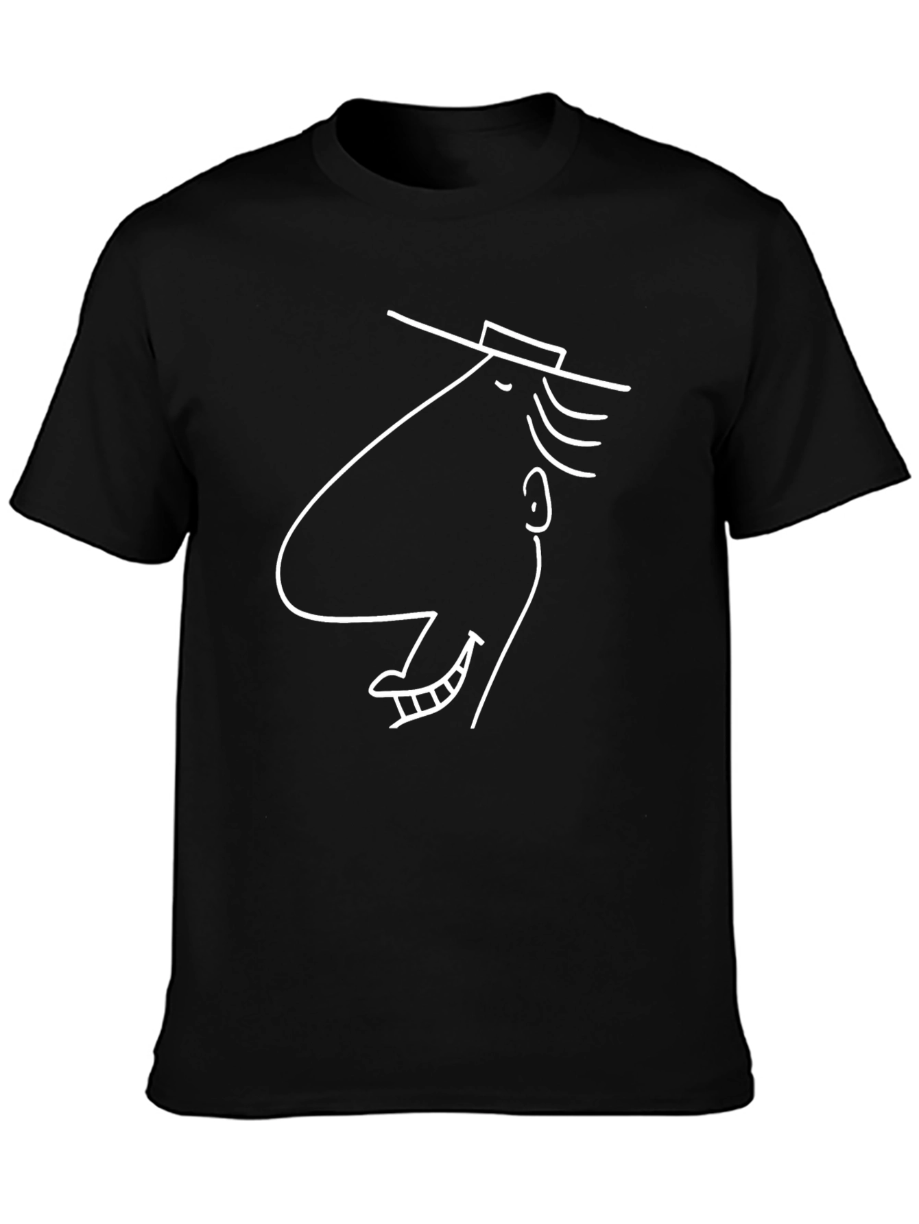 Cool Line Art Graphic Tee - Black Cotton Blend
