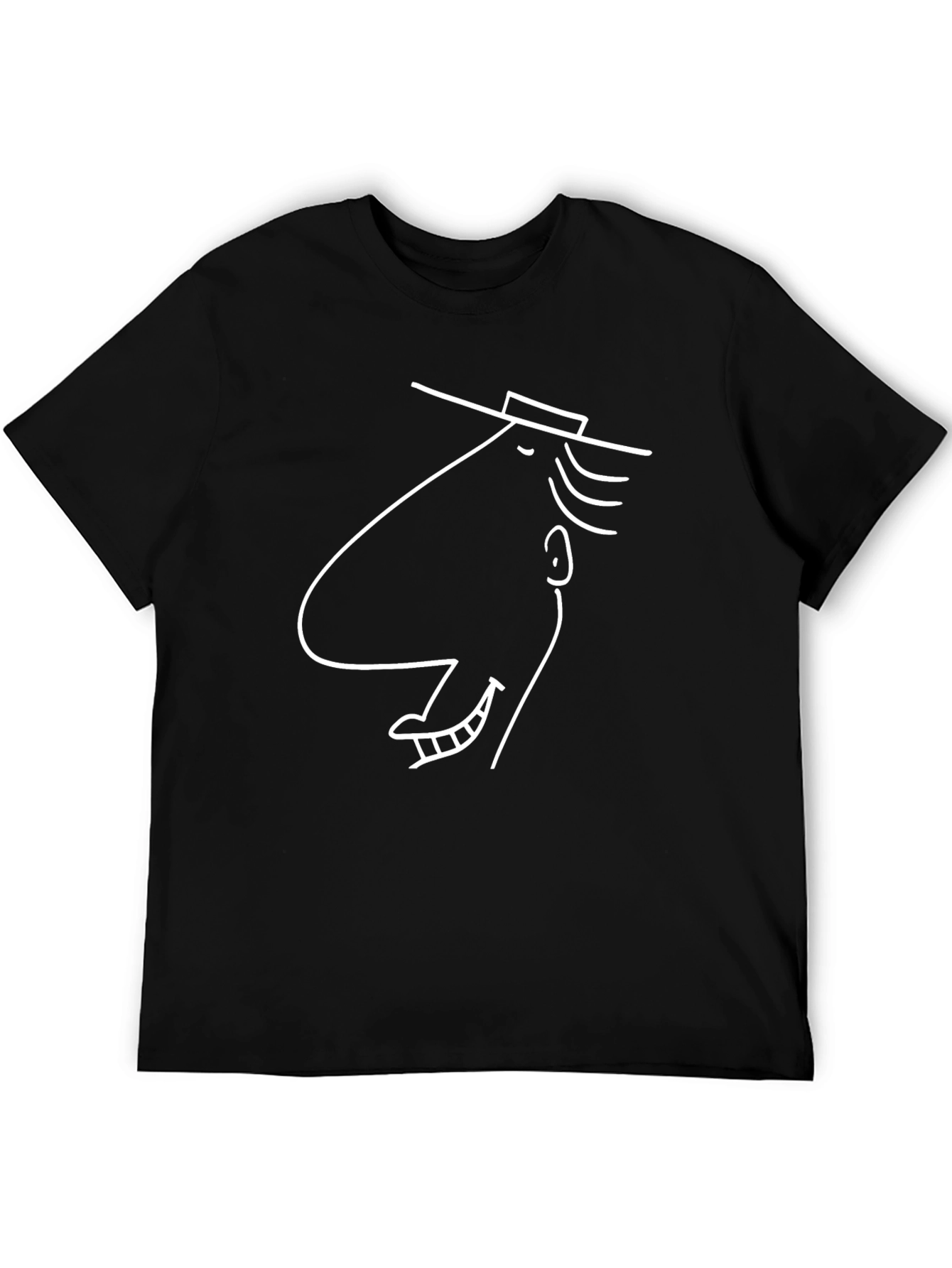 Cool Line Art Graphic Tee - Black Cotton Blend