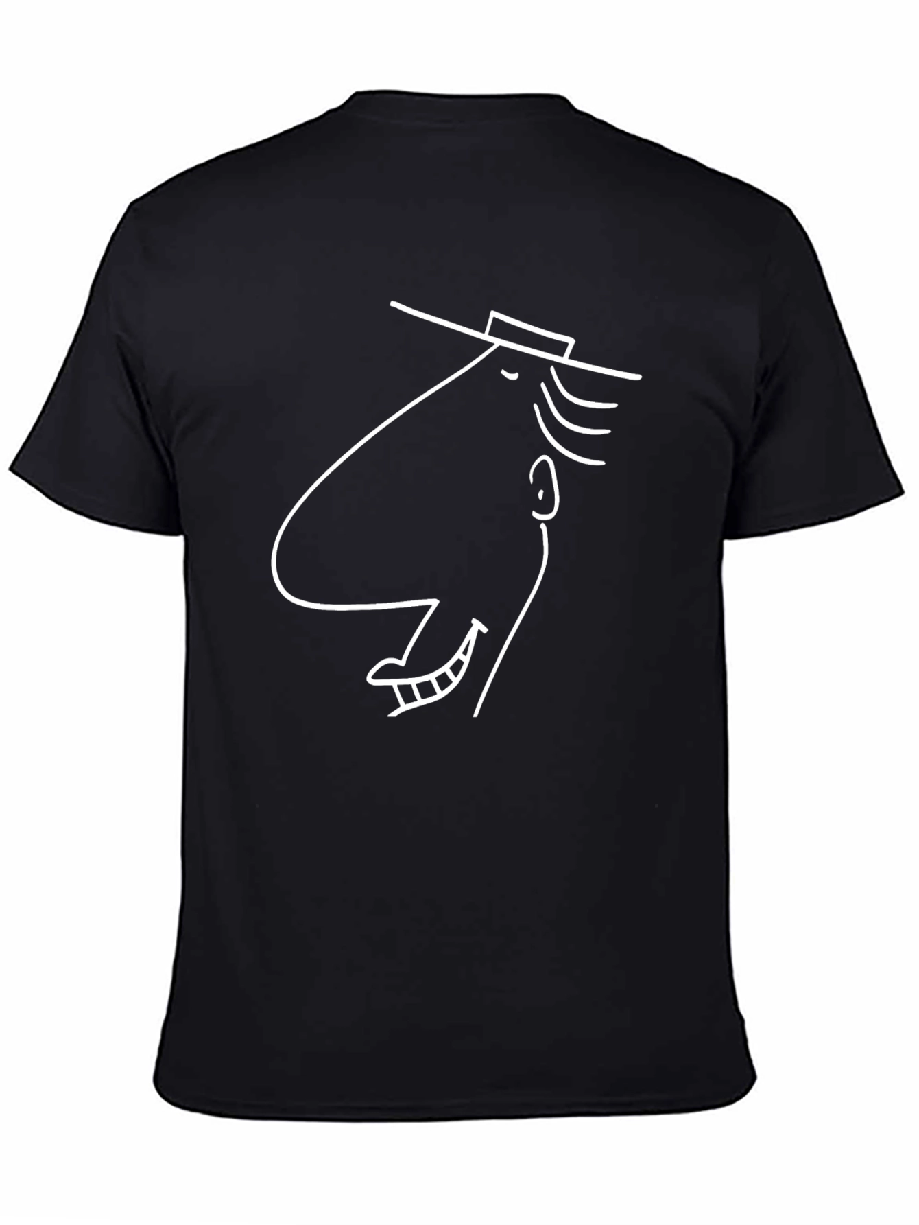 Cool Line Art Graphic Tee - Black Cotton Blend
