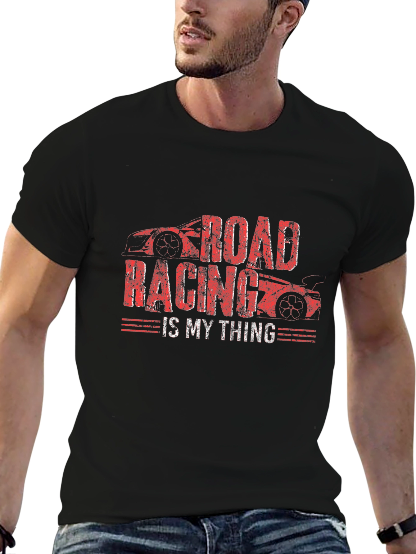 Road Racing is My Thing Black Graphic T-Shirt