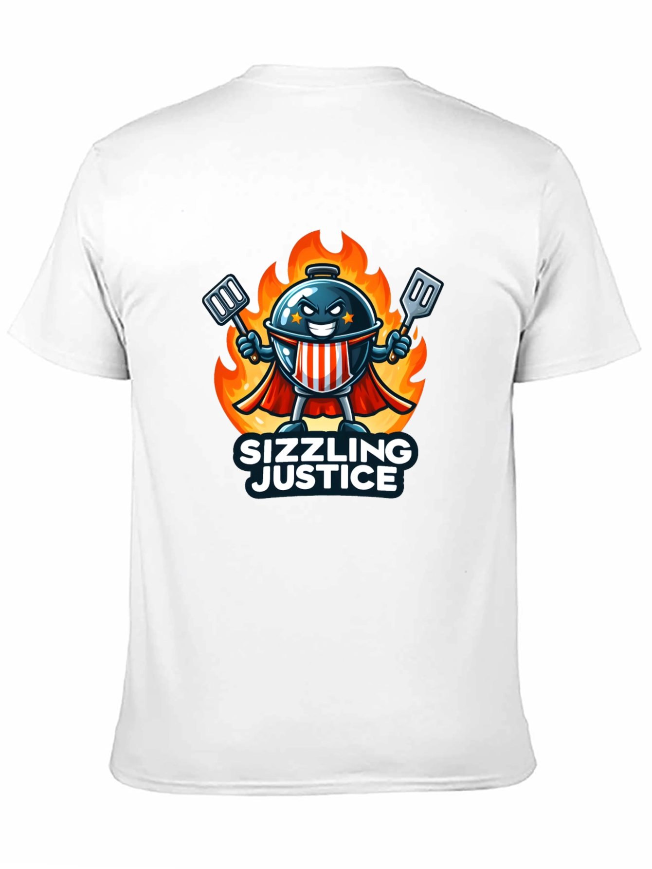 Sizzling Justice T-Shirt - Grill Master Hero Design