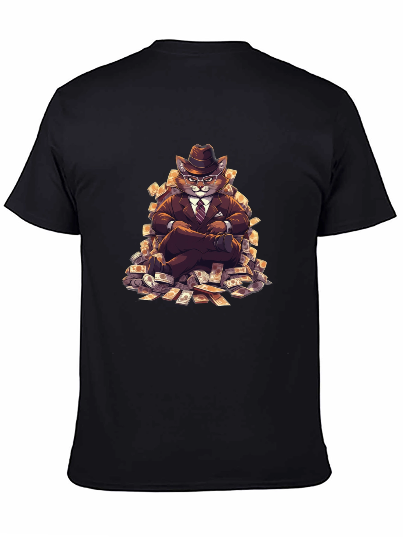 Black T-Shirt with Cat Boss Design