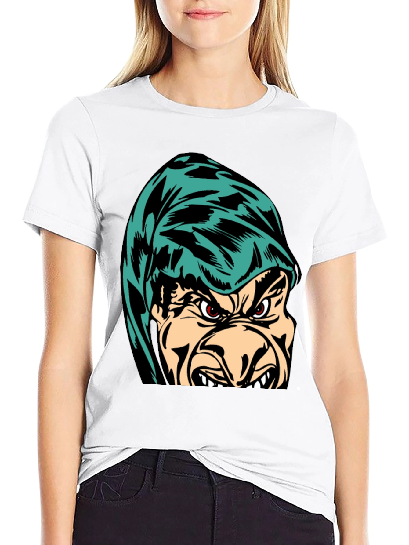 Grumpy Hooded Character Black T-Shirt