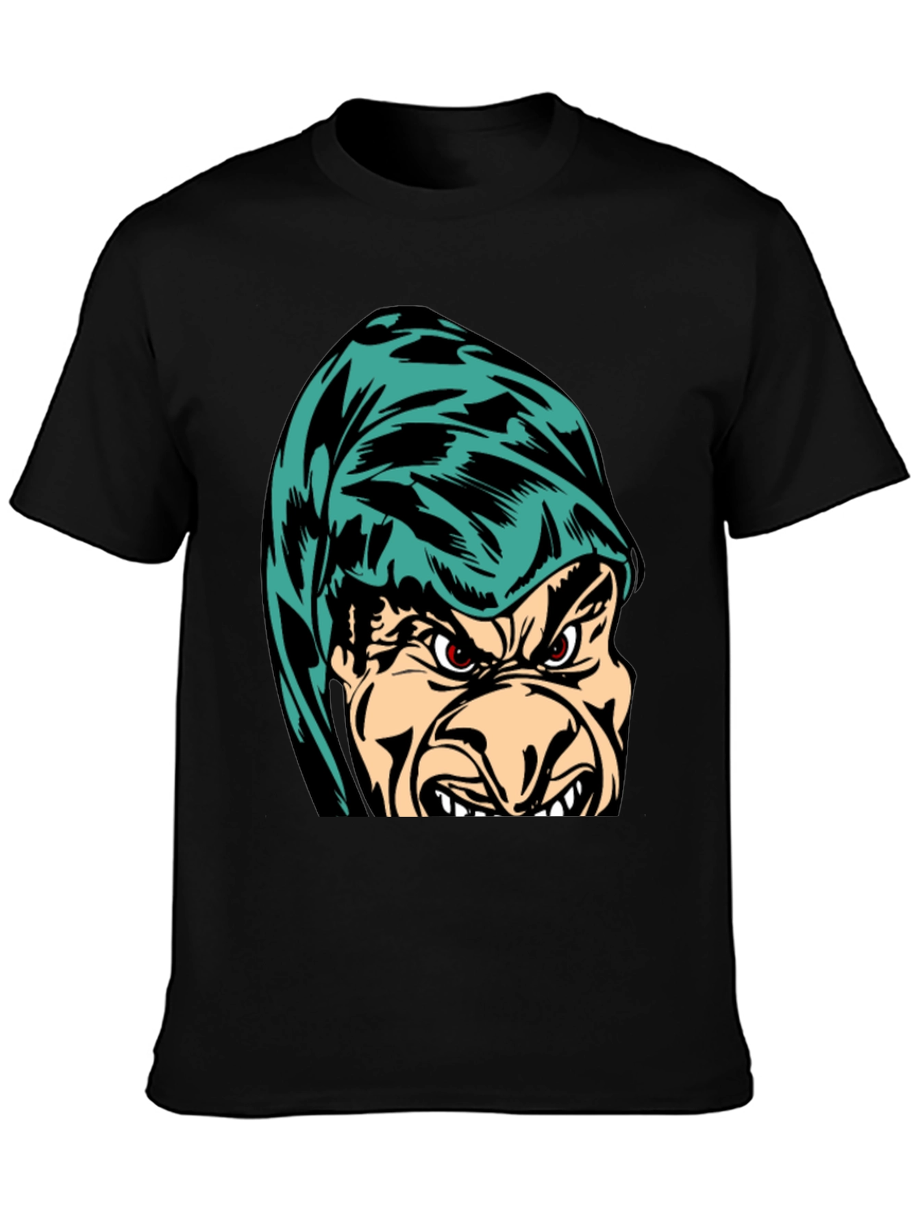 Grumpy Hooded Character Black T-Shirt